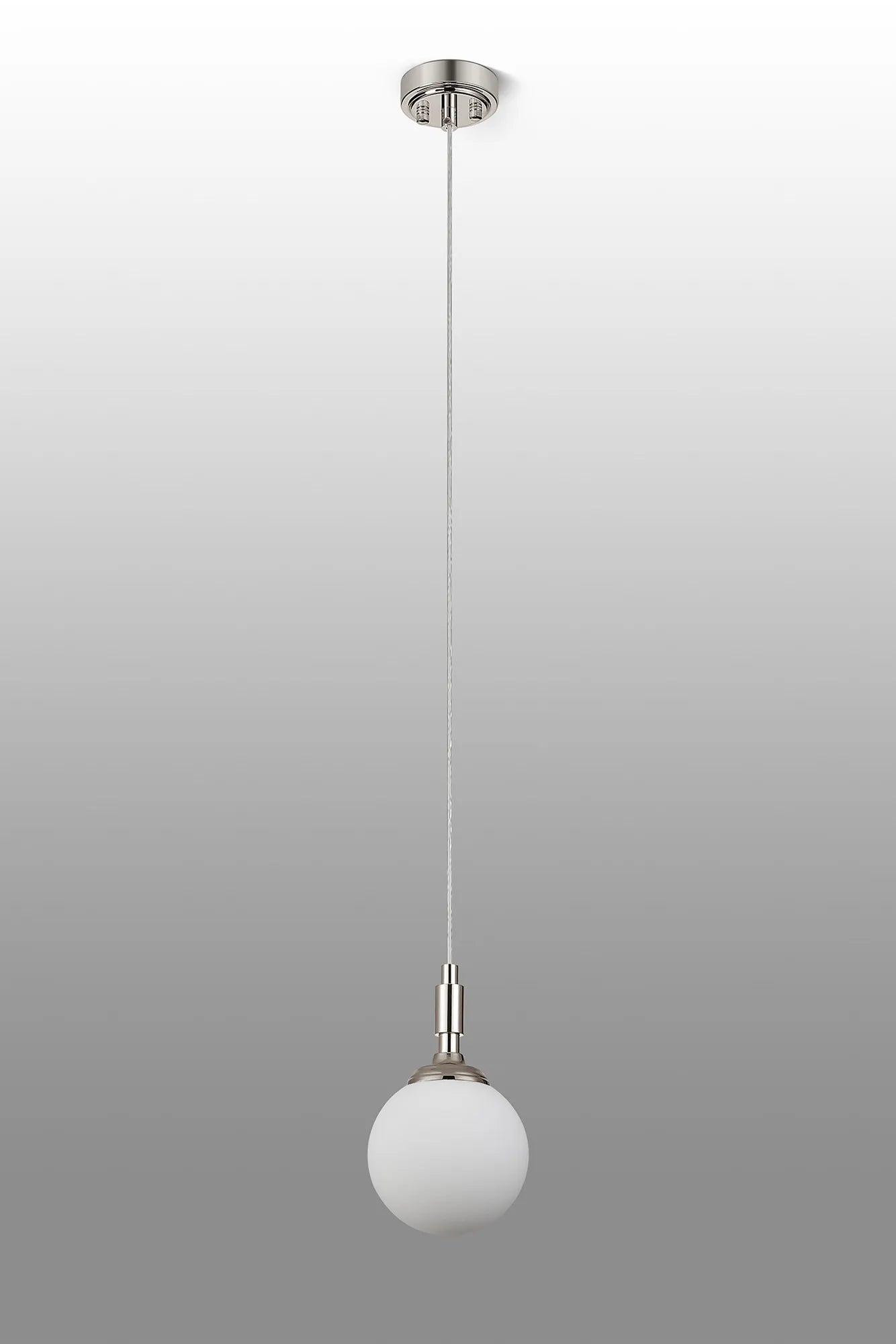 Dene Pendant 1 Light - IP44 Polished Nickel & Opal Smooth Round Glass