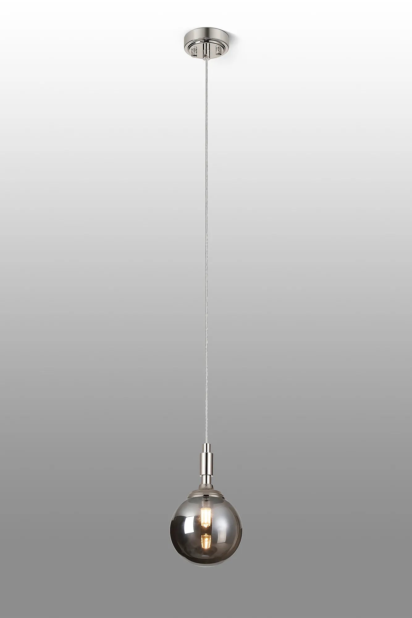Dene Pendant 1 Light - IP44 Polished Nickel & Smoke Smooth Round Glass