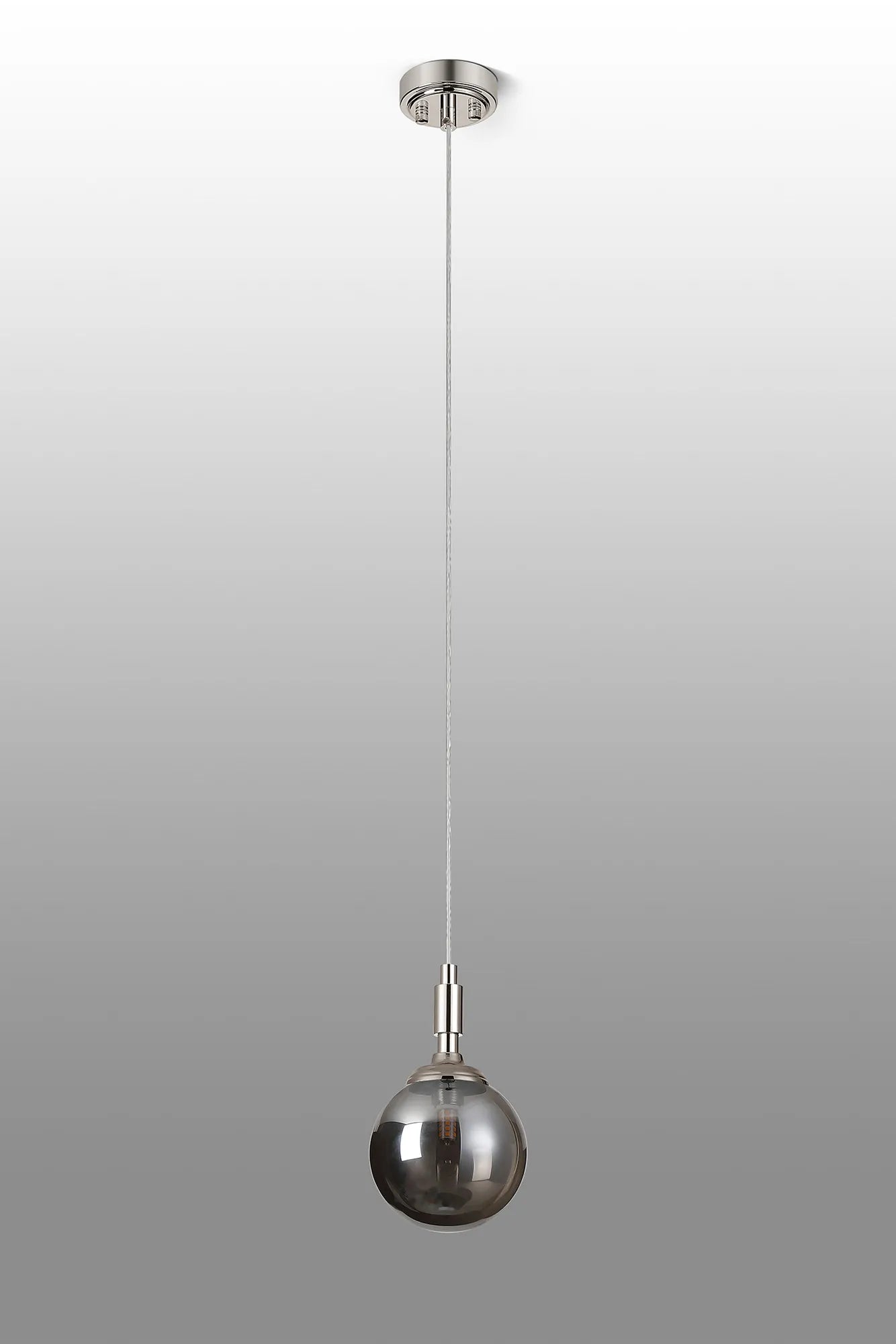 Dene Pendant 1 Light - IP44 Polished Nickel & Smoke Smooth Round Glass