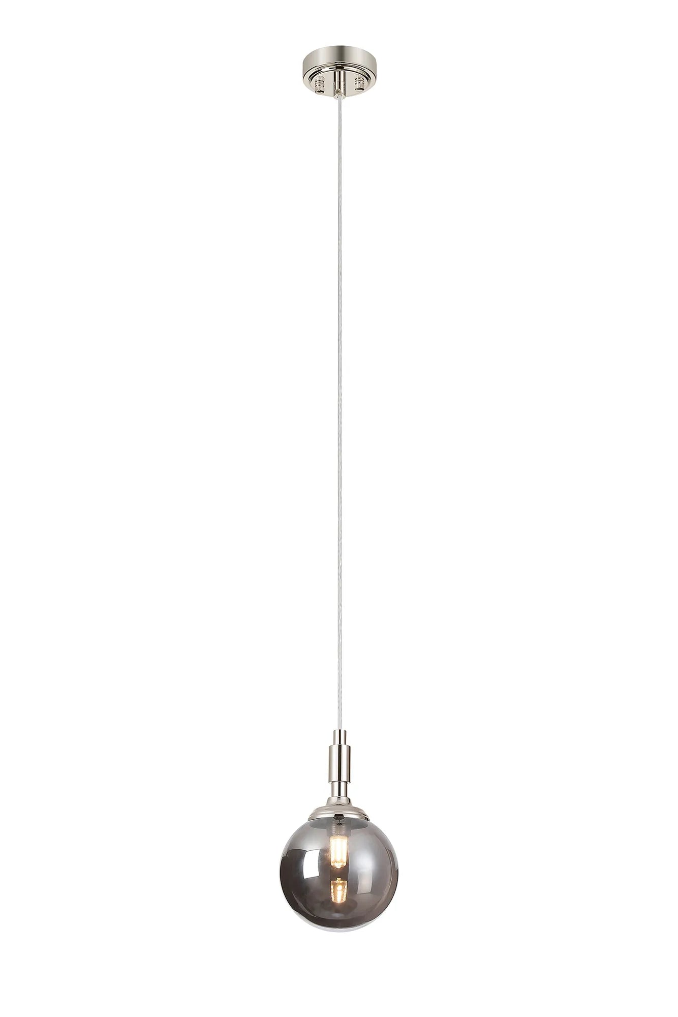 Dene Pendant 1 Light - IP44 Polished Nickel & Smoke Smooth Round Glass