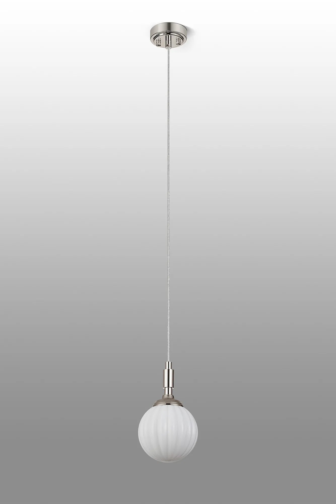 Dene Pendant 1 Light - IP44 Polished Nickel & Opal Round Segment Glass