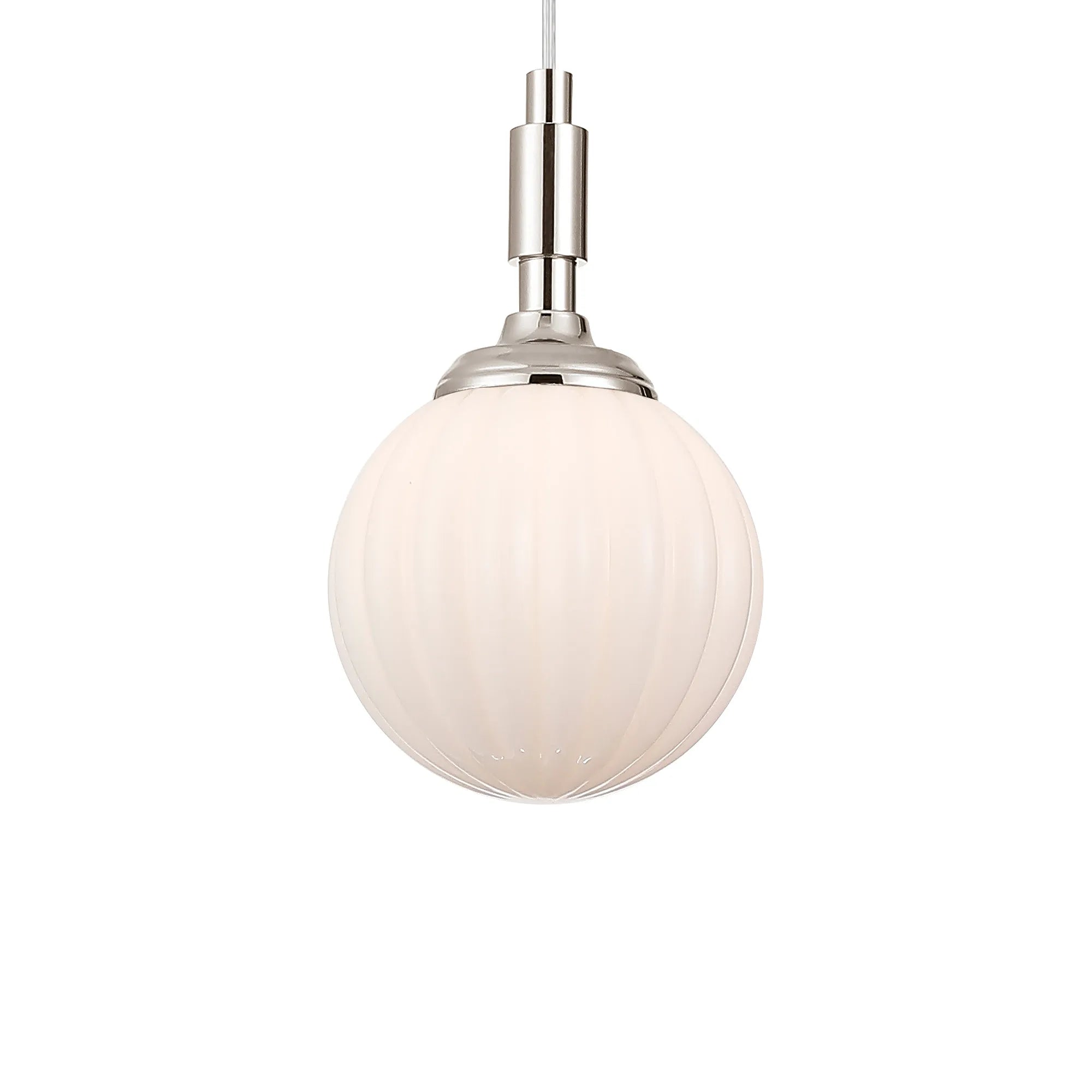Dene Pendant 1 Light - IP44 Polished Nickel & Opal Round Segment Glass
