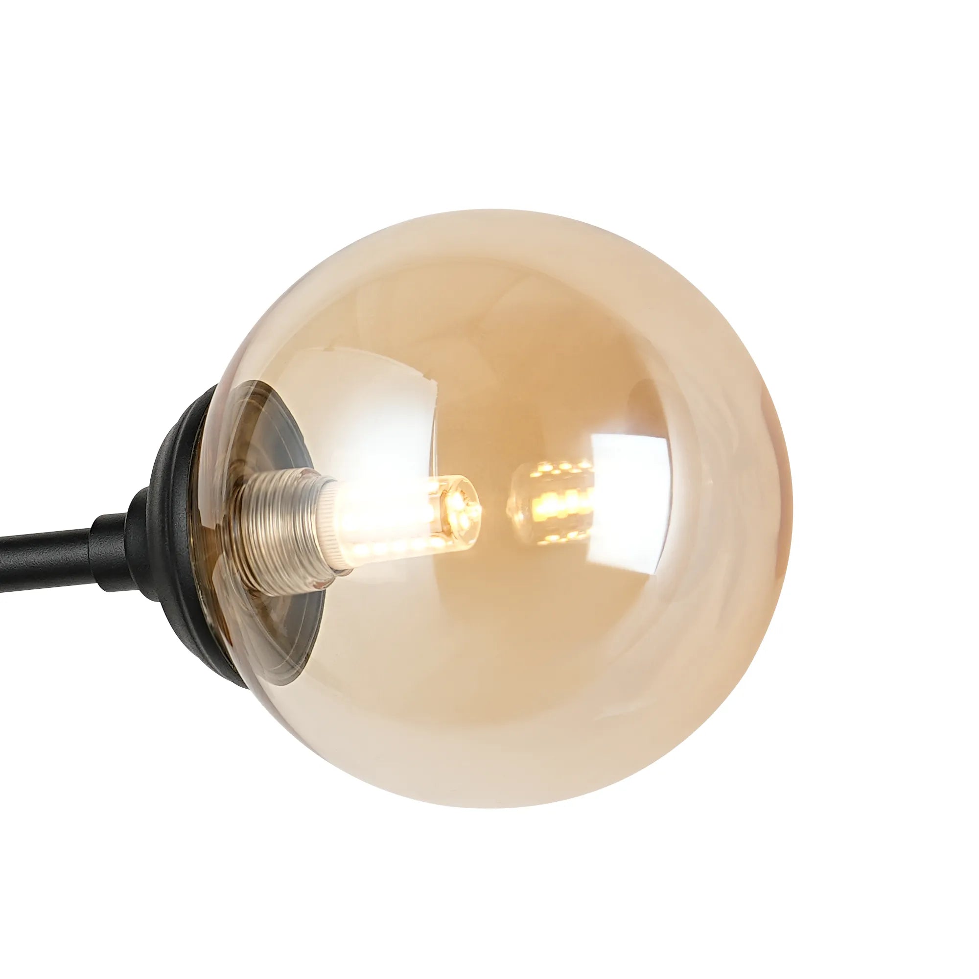 Dene Ceiling & Wall Light - Linear 2 Light - IP44 Satin Black & Amber Smooth Round Glass