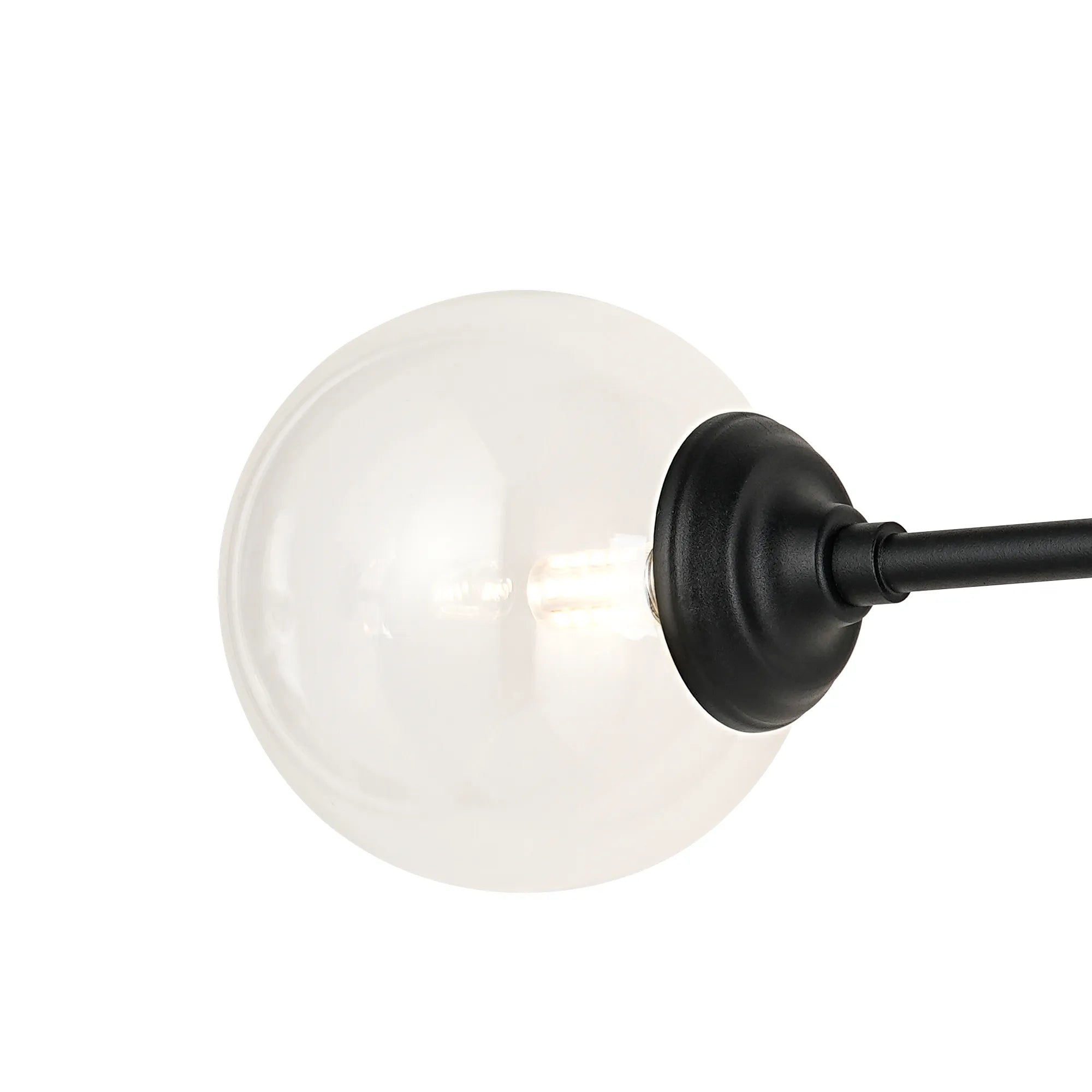 Dene Ceiling & Wall Light - Linear 2 Light - IP44 Satin Black & Glass Smooth Round Glass