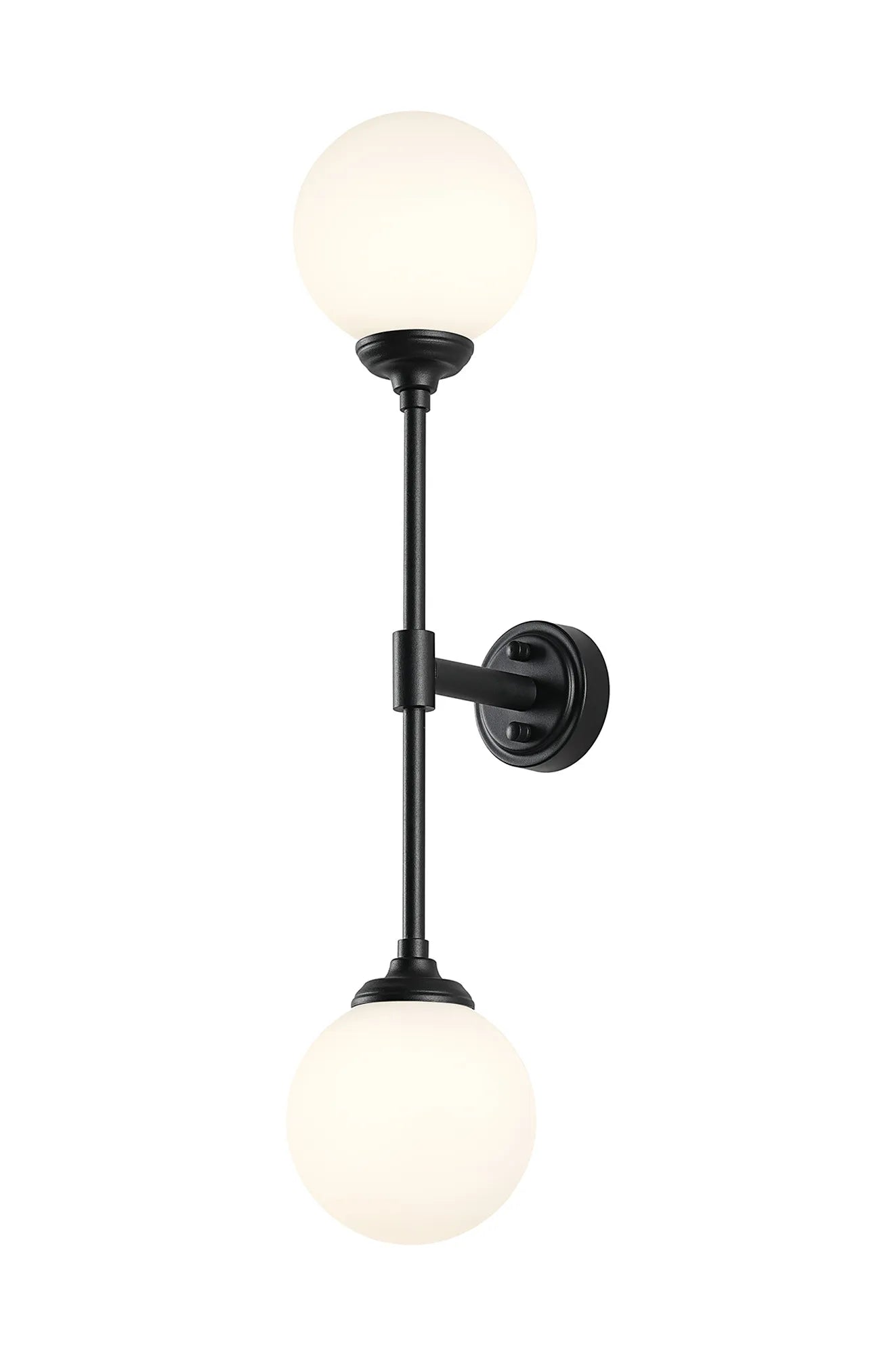 Dene Ceiling & Wall Light - Linear 2 Light - IP44 Satin Black & White Smooth Round Glass