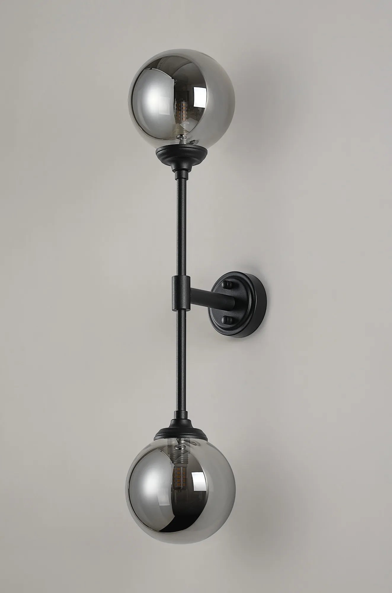 Dene Ceiling & Wall Light - Linear 2 Light - IP44 Satin Black & Glass Smooth Round Glass