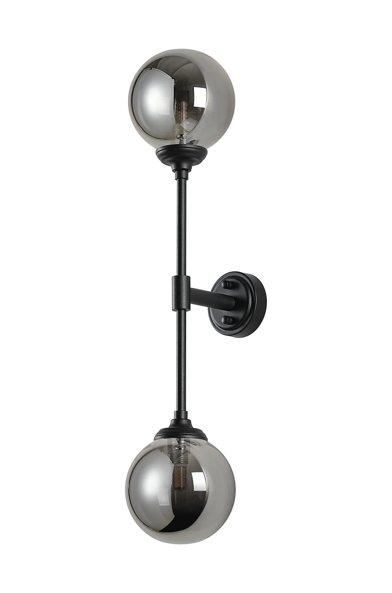 Dene Ceiling & Wall Light - Linear 2 Light - IP44 Satin Black & Glass Smooth Round Glass