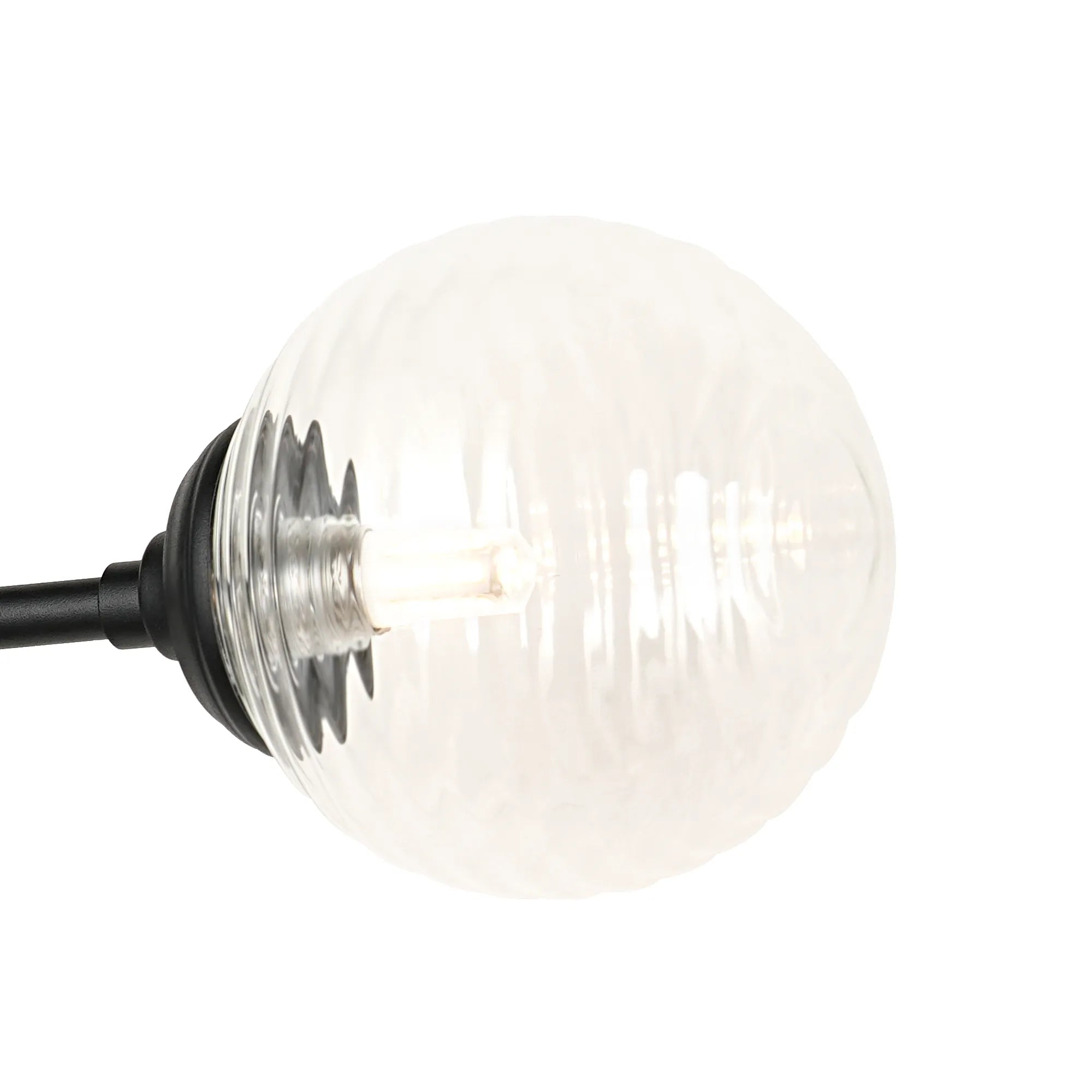 Dene Ceiling & Wall Light - Linear 2 Light - IP44 Satin Black & Glass Ribbed Round Glass
