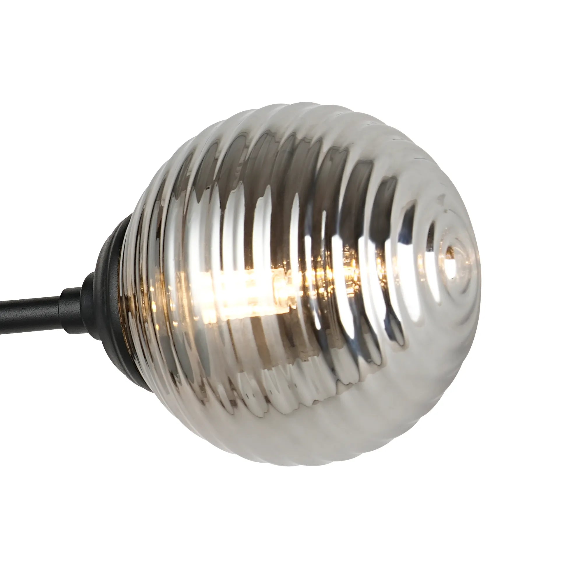 Dene Ceiling & Wall Light - Linear 2 Light - IP44 Satin Black & Glass Ribbed Round Glass