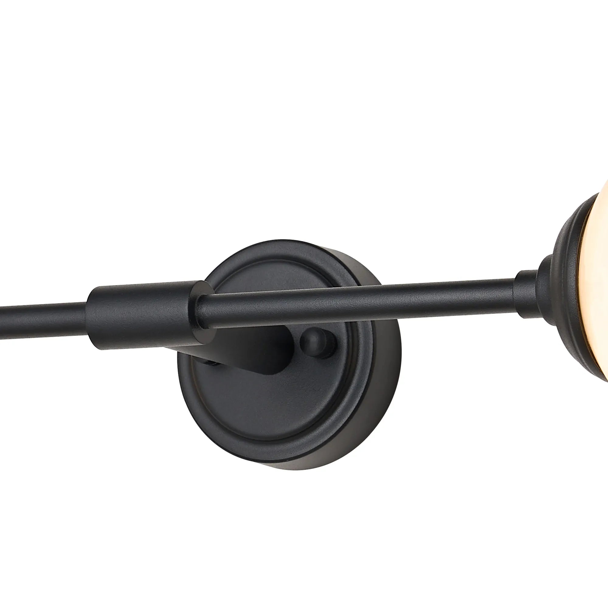 Dene Ceiling & Wall Light - Linear 2 Light - IP44 Satin Black & Brown, White Round Marble Effect Glass