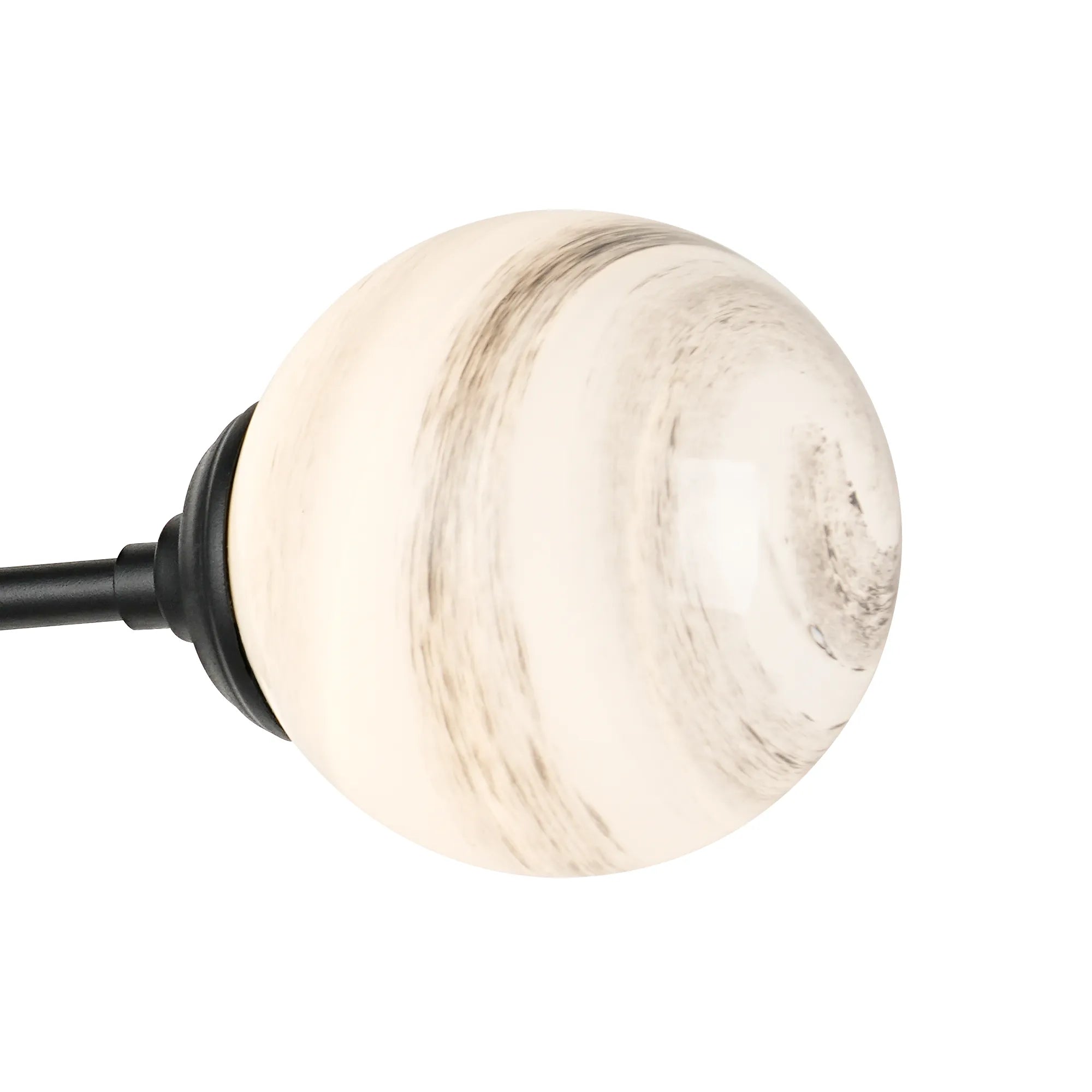 Dene Ceiling & Wall Light - Linear 2 Light - IP44 Satin Black & Grey, White Round Marble Effect Glass