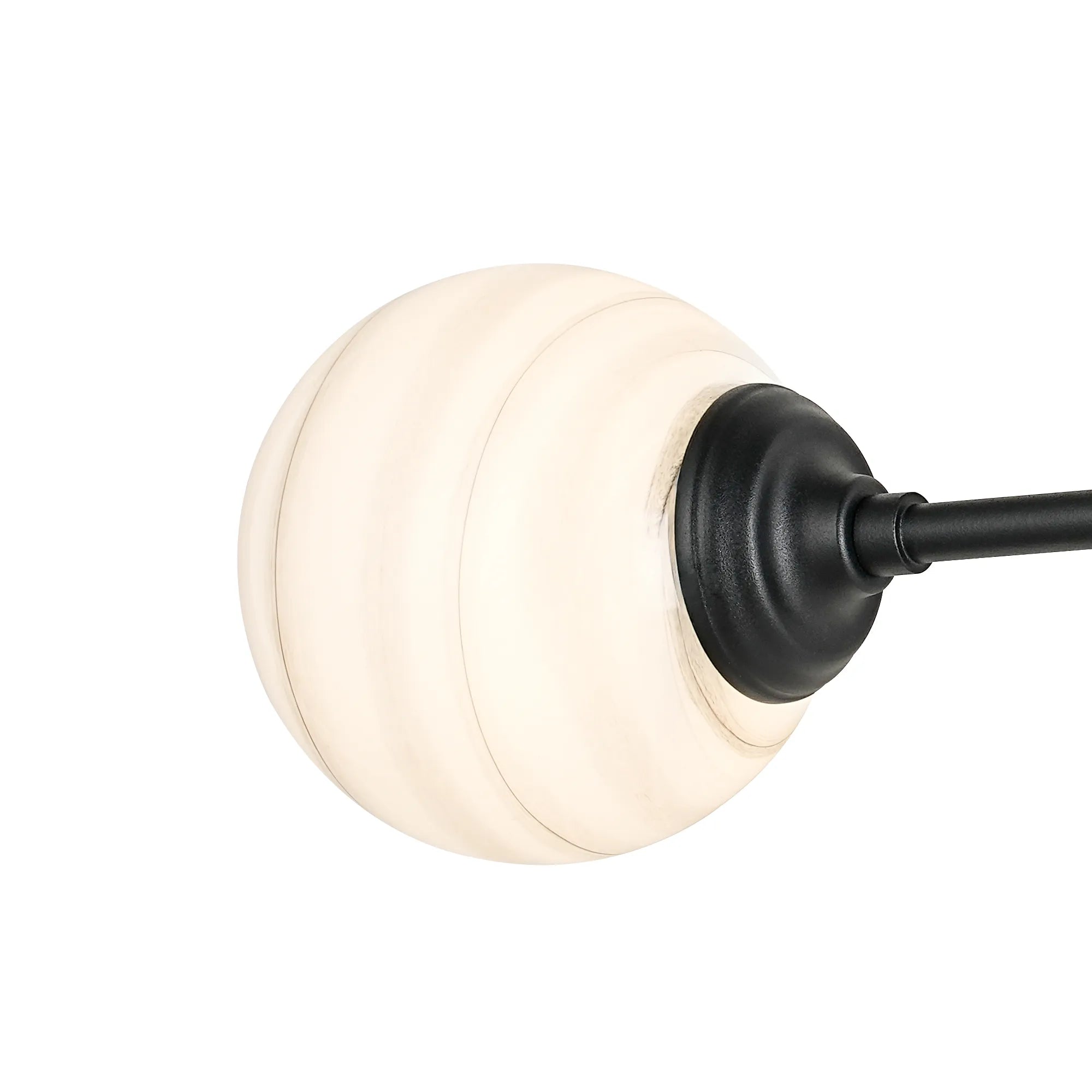 Dene Ceiling & Wall Light - Linear 2 Light - IP44 Satin Black & Grey, White Round Marble Effect Glass