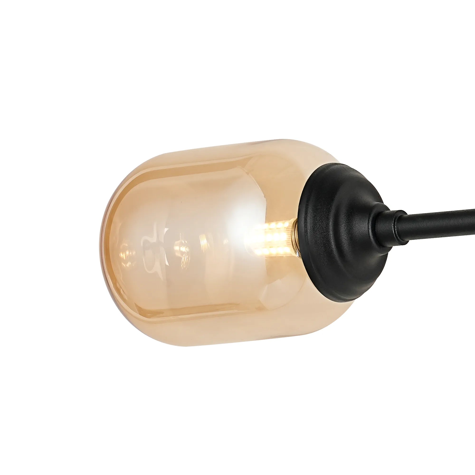 Dene Ceiling & Wall Light - Linear 2 Light - IP44 Satin Black & Amber Smooth Tubular Glass