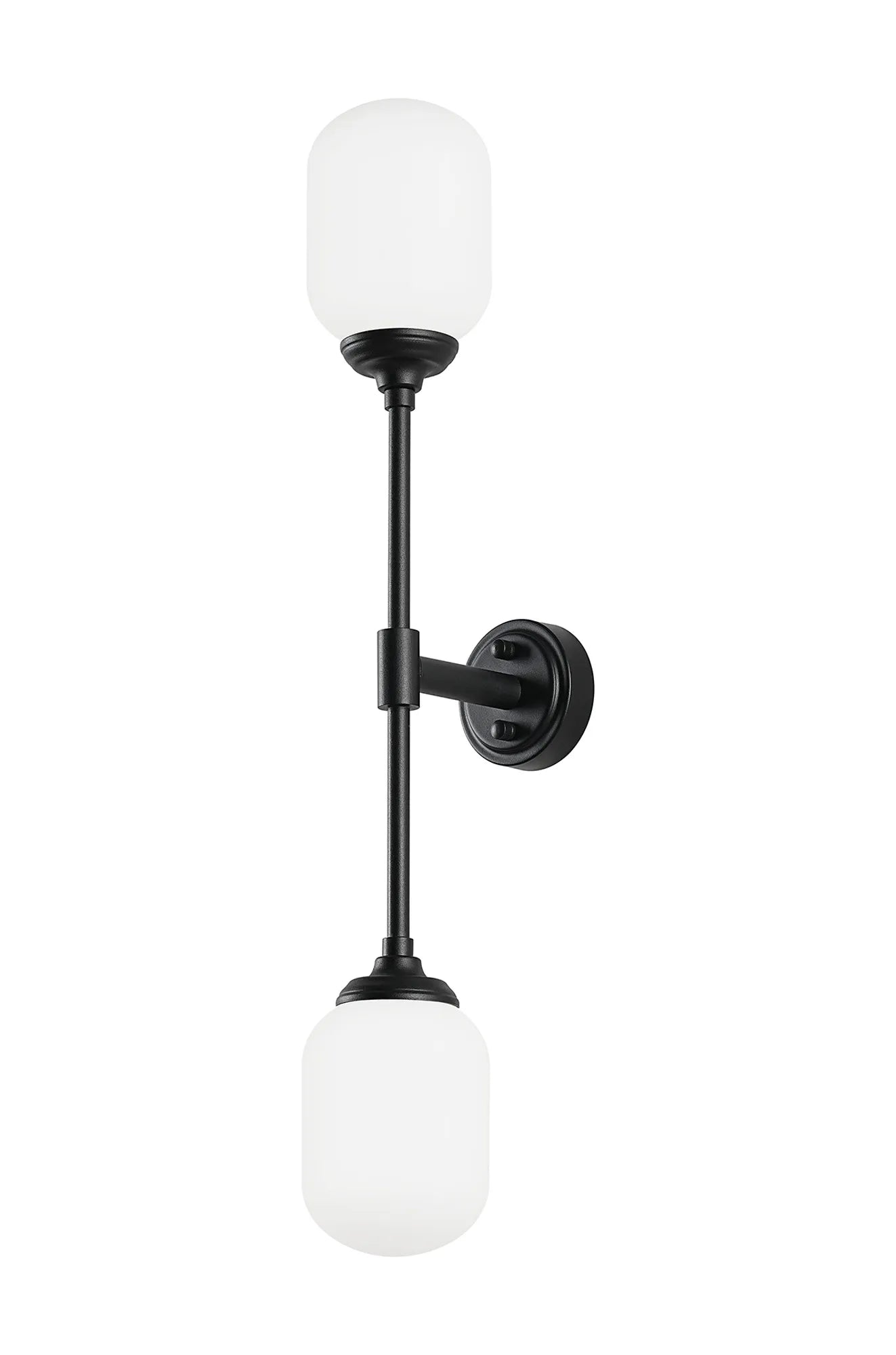Dene Ceiling & Wall Light - Linear 2 Light - IP44 Satin Black & White Smooth Tubular Glass