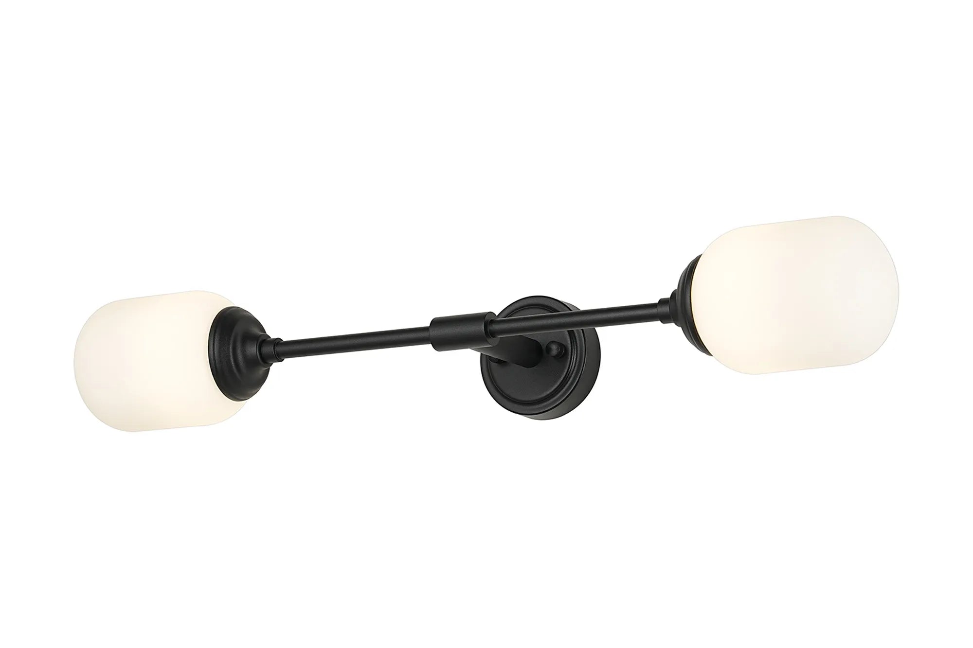 Dene Ceiling & Wall Light - Linear 2 Light - IP44 Satin Black & White Smooth Tubular Glass