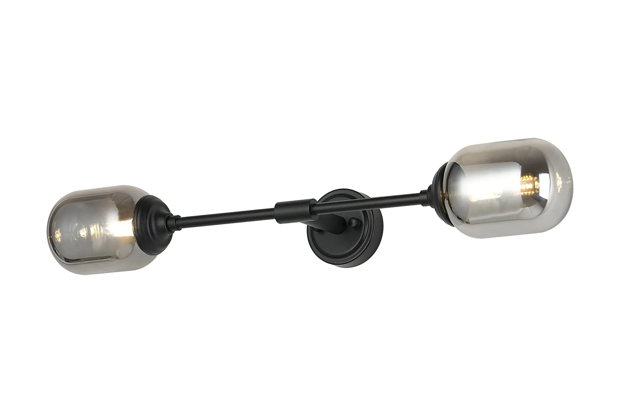 Dene Ceiling & Wall Light - Linear 2 Light - IP44 Satin Black & Glass Smooth Tubular Glass