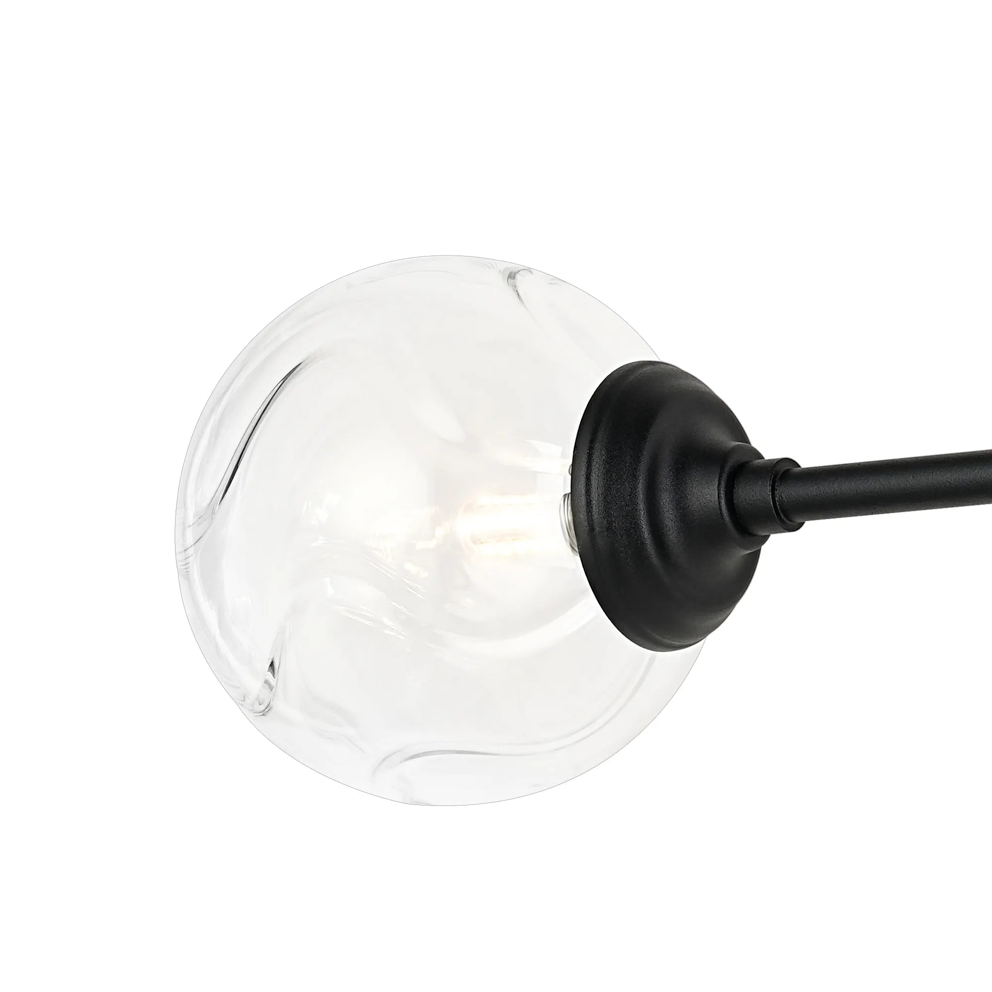 Dene Ceiling & Wall Light - Linear 2 Light - IP44 Satin Black & Glass Waved Round Glass