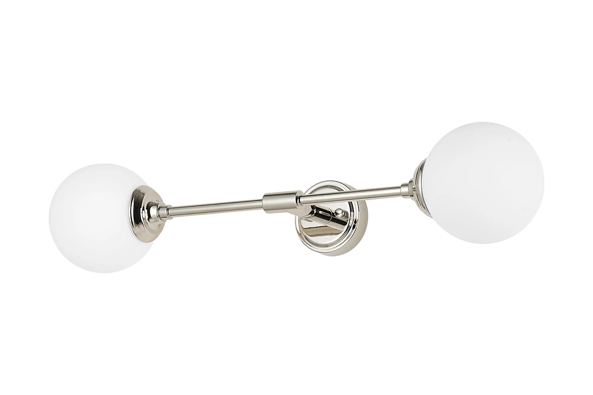 Dene Ceiling & Wall Light - Linear 2 Light - IP44 Nickel & White Smooth Round Glass