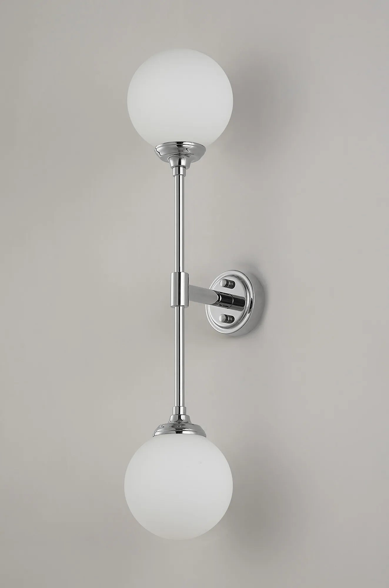 Dene Ceiling & Wall Light - Linear 2 Light - IP44 Nickel & White Smooth Round Glass