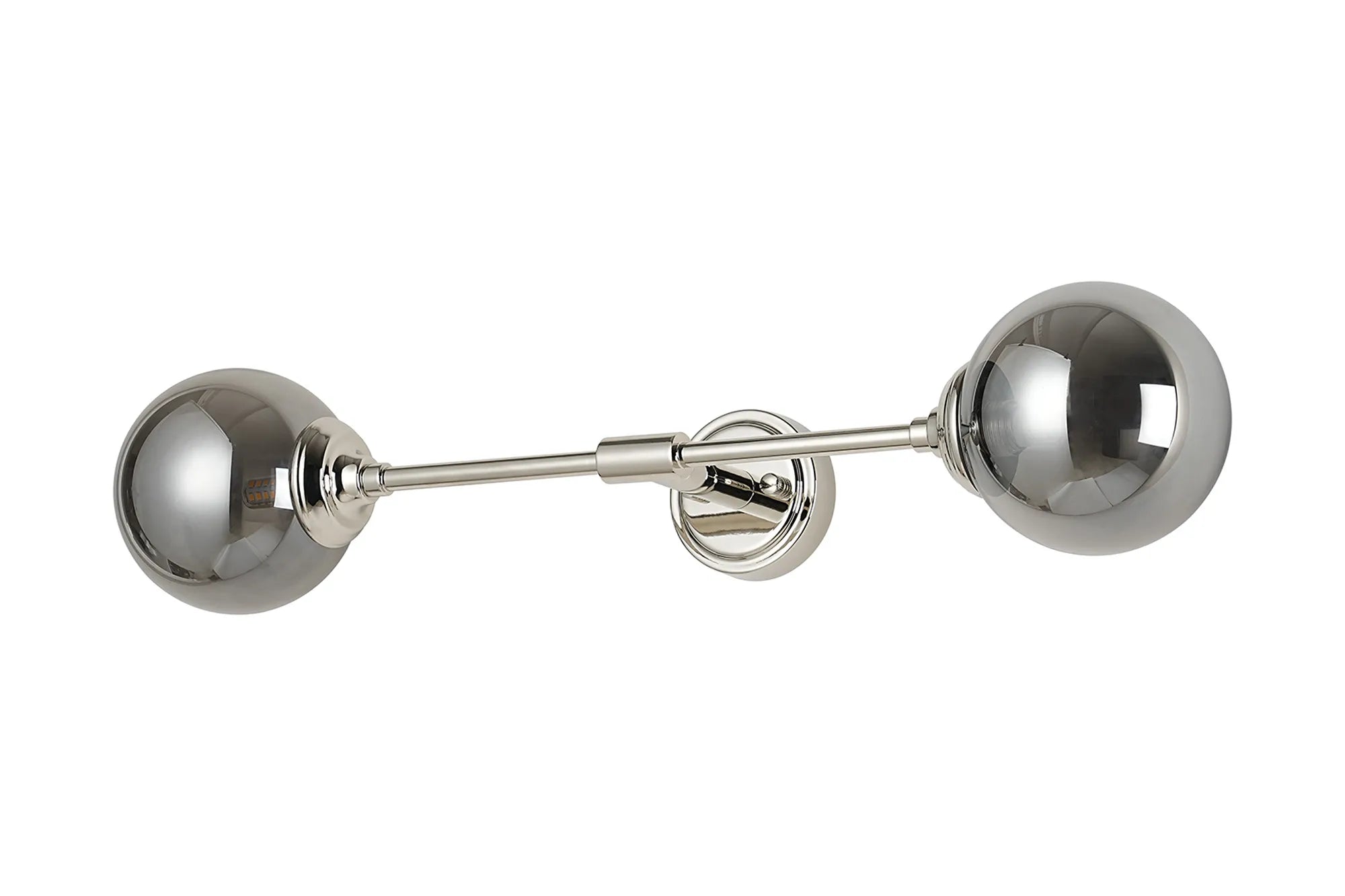 Dene Ceiling & Wall Light - Linear 2 Light - IP44 Nickel & Glass Smooth Round Glass