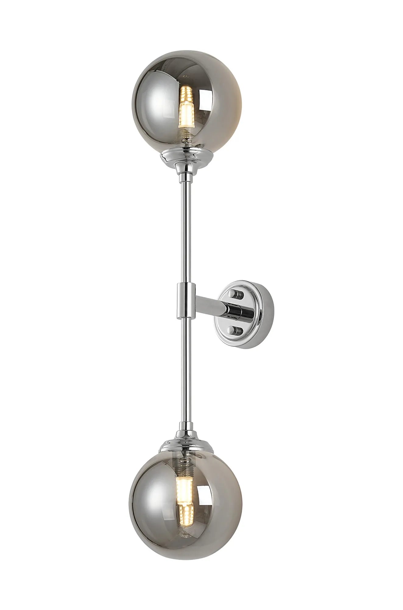 Dene Ceiling & Wall Light - Linear 2 Light - IP44 Nickel & Glass Smooth Round Glass