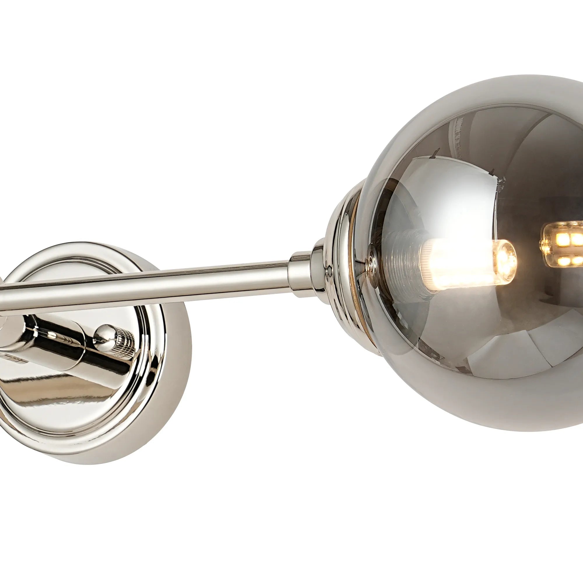 Dene Ceiling & Wall Light - Linear 2 Light - IP44 Nickel & Glass Smooth Round Glass