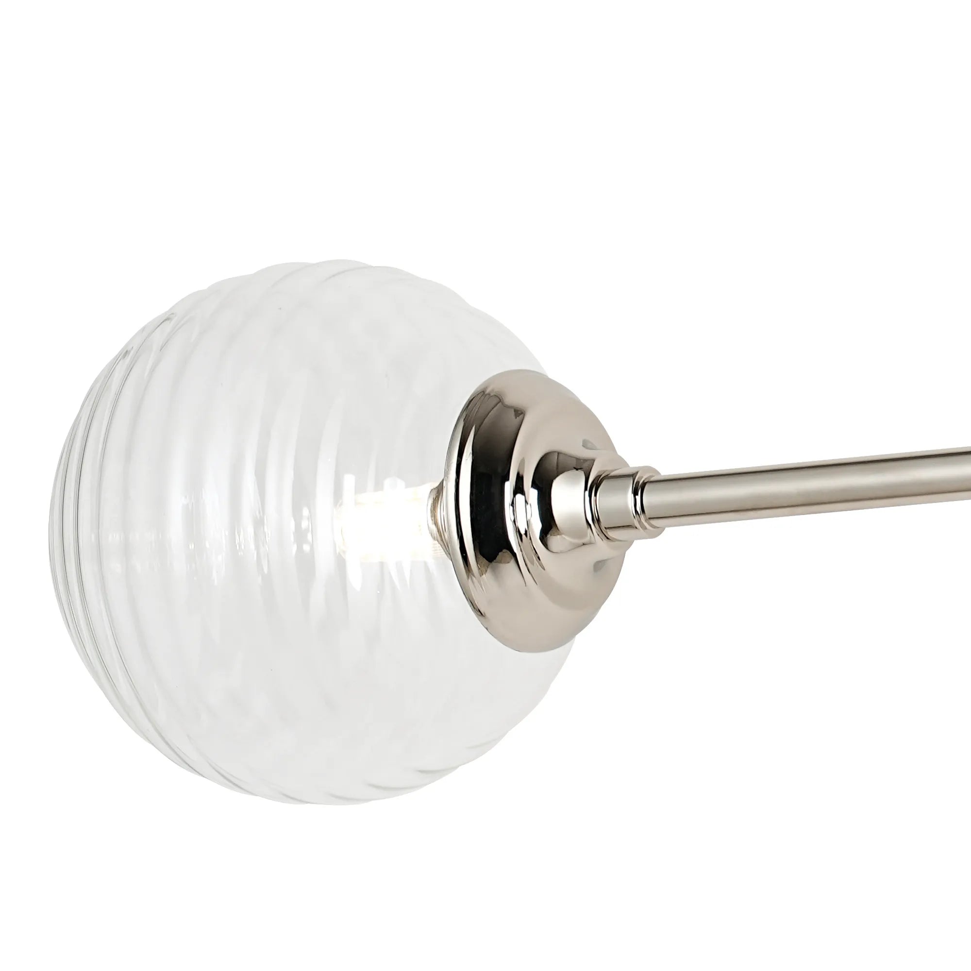 Dene Ceiling & Wall Light - Linear 2 Light - IP44 Nickel & Glass Ribbed Round Glass