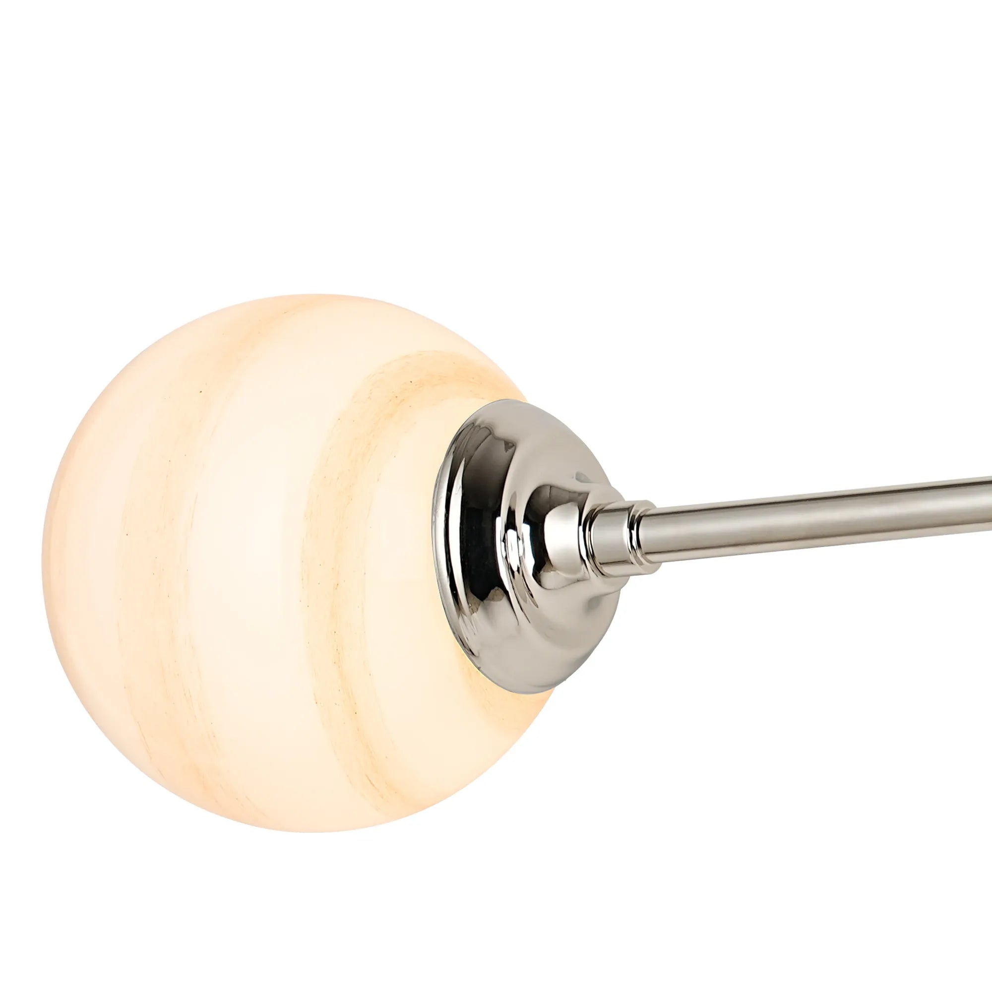 Dene Ceiling & Wall Light - Linear 2 Light - IP44 Nickel, Brown & White Round Marble Effect Glass