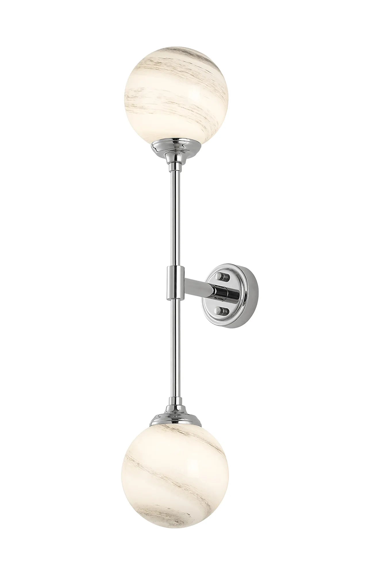 Dene Ceiling & Wall Light - Linear 2 Light - IP44 Nickel, Grey & White Round Marble Effect Glass