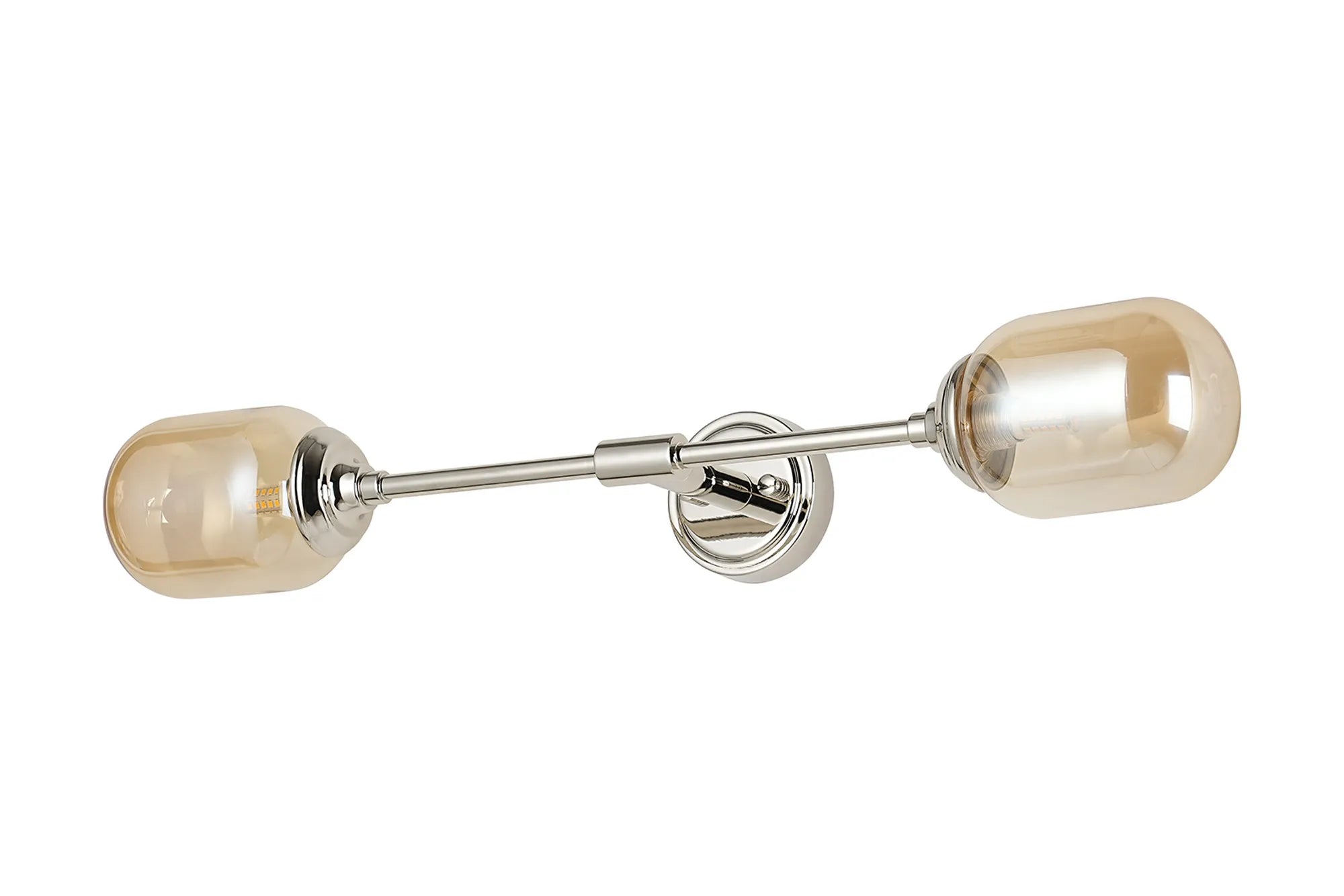 Dene Ceiling & Wall Light - Linear 2 Light - IP44 Nickel & Amber Smooth Tubular Glass