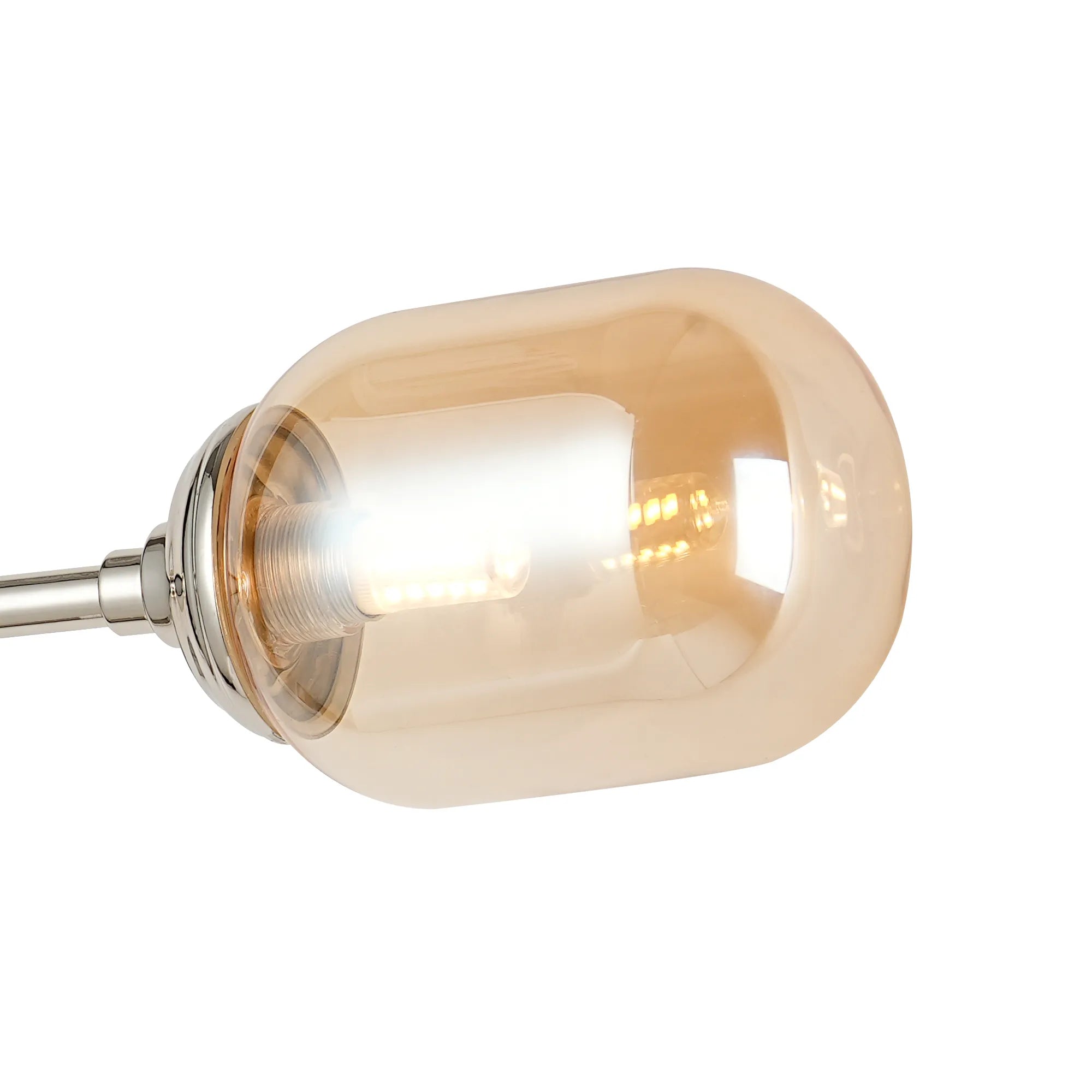 Dene Ceiling & Wall Light - Linear 2 Light - IP44 Nickel & Amber Smooth Tubular Glass
