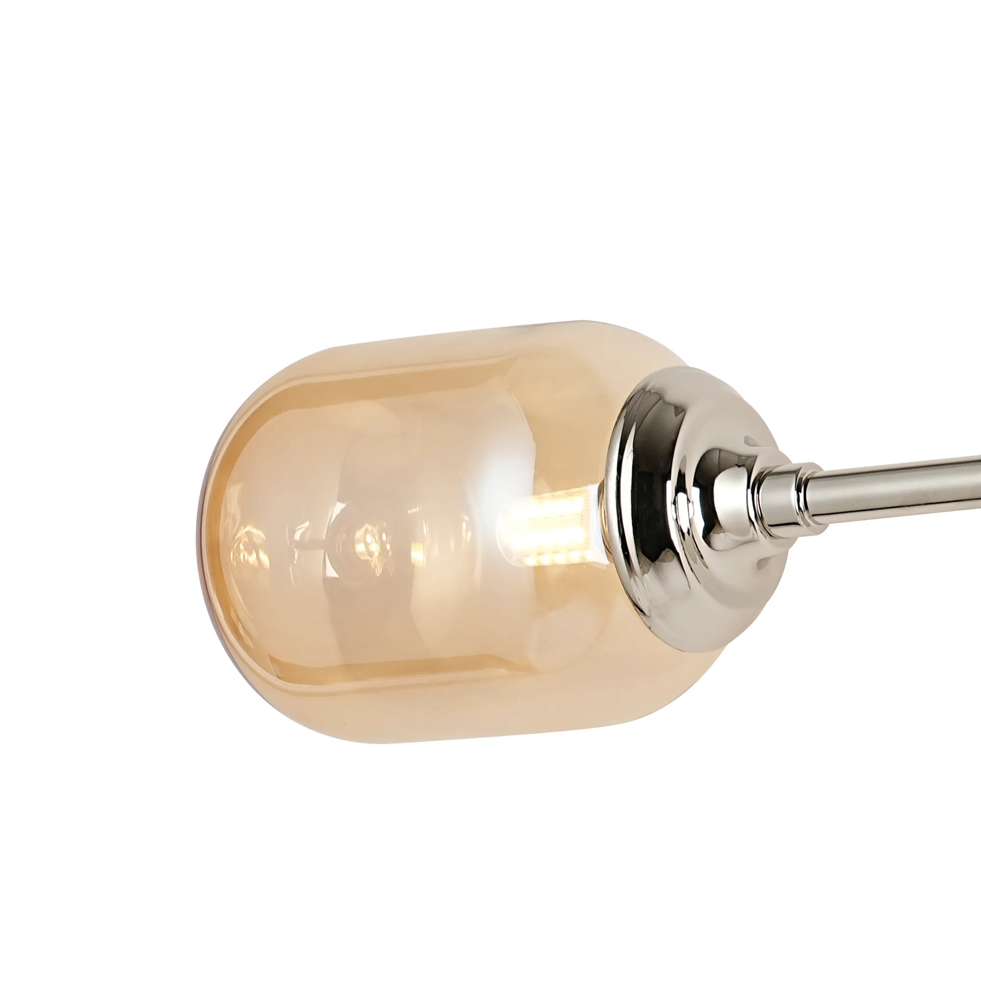 Dene Ceiling & Wall Light - Linear 2 Light - IP44 Nickel & Amber Smooth Tubular Glass