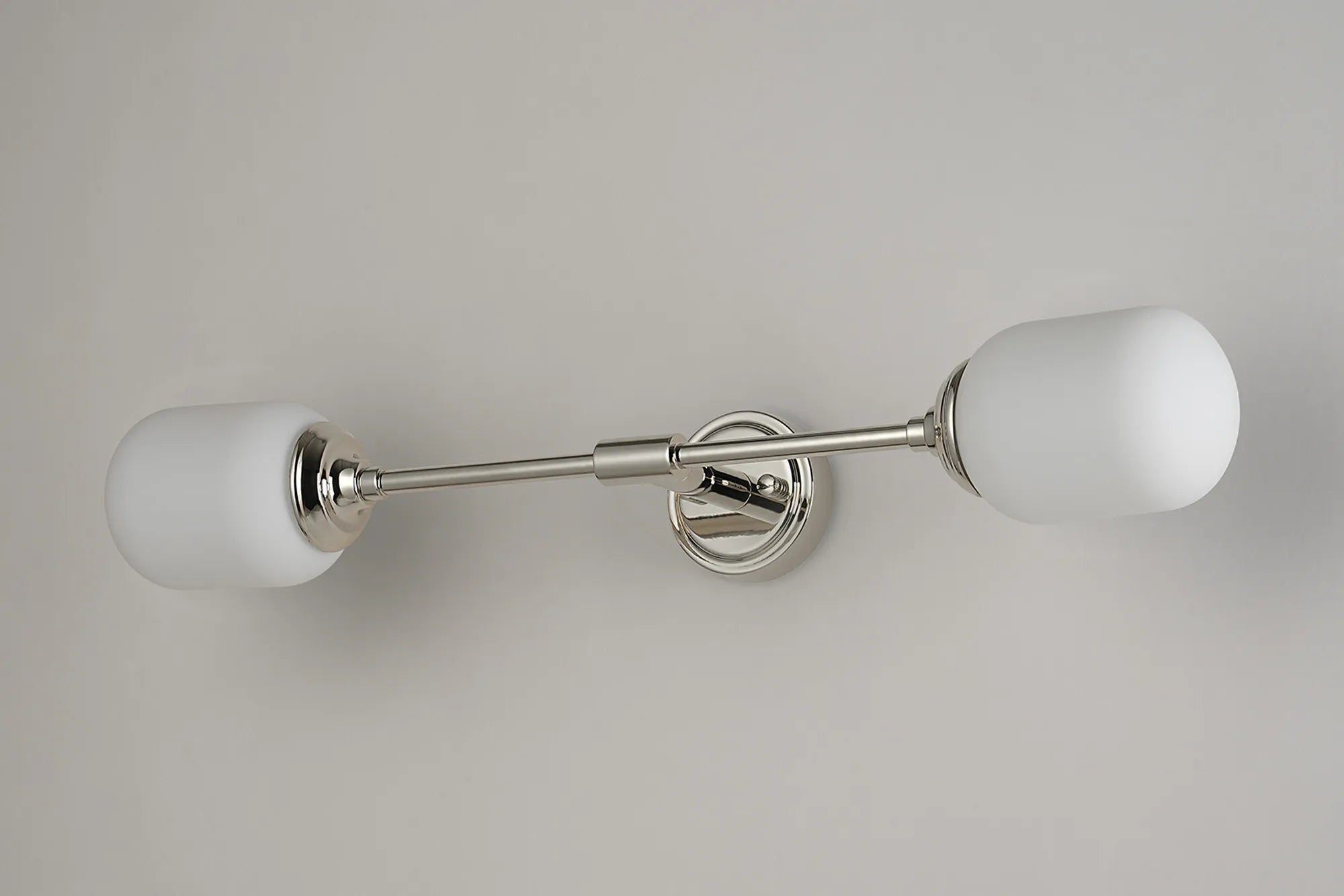 Dene Ceiling & Wall Light - Linear 2 Light - IP44 Nickel & White Smooth Tubular Glass