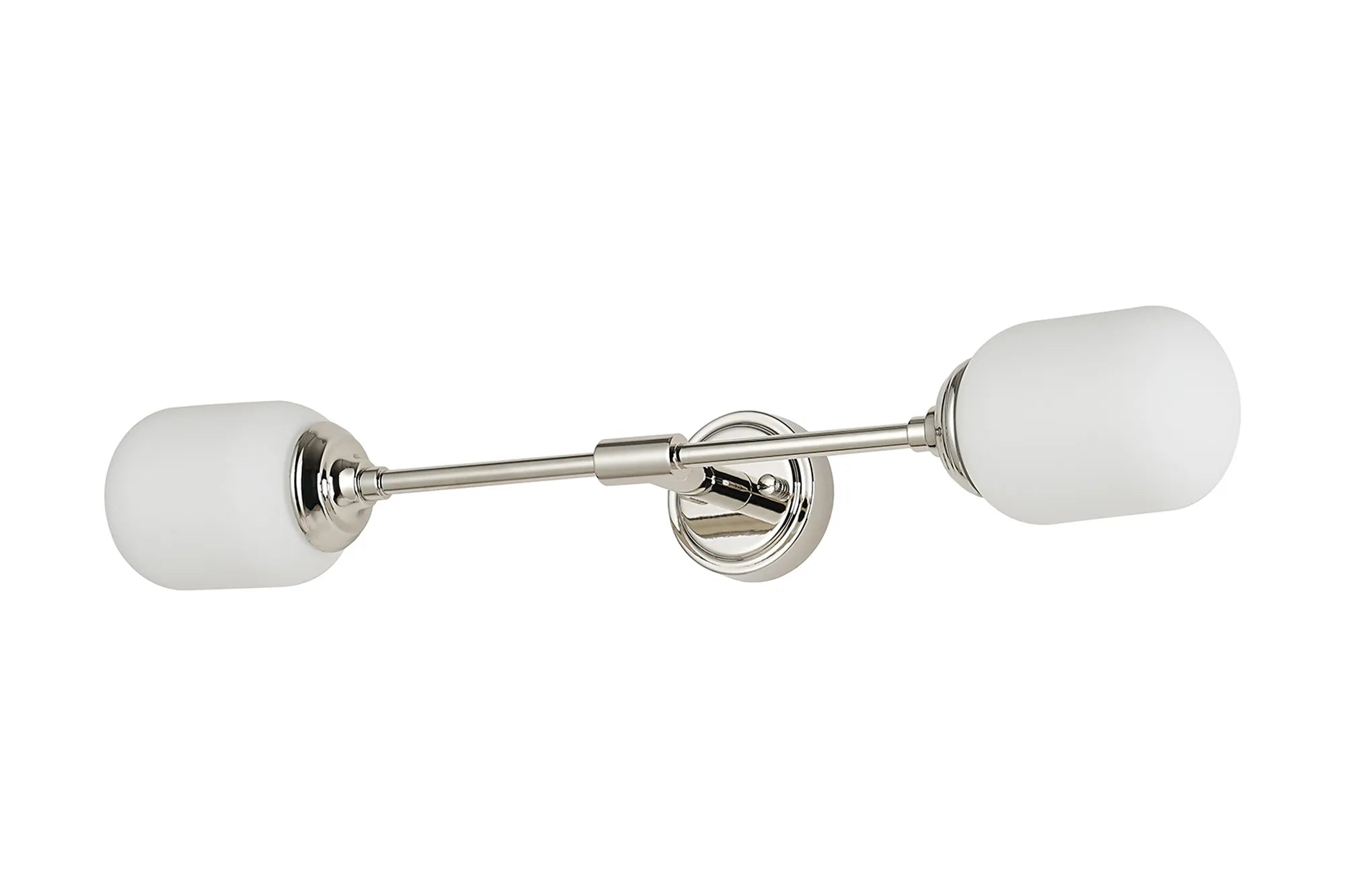 Dene Ceiling & Wall Light - Linear 2 Light - IP44 Nickel & White Smooth Tubular Glass