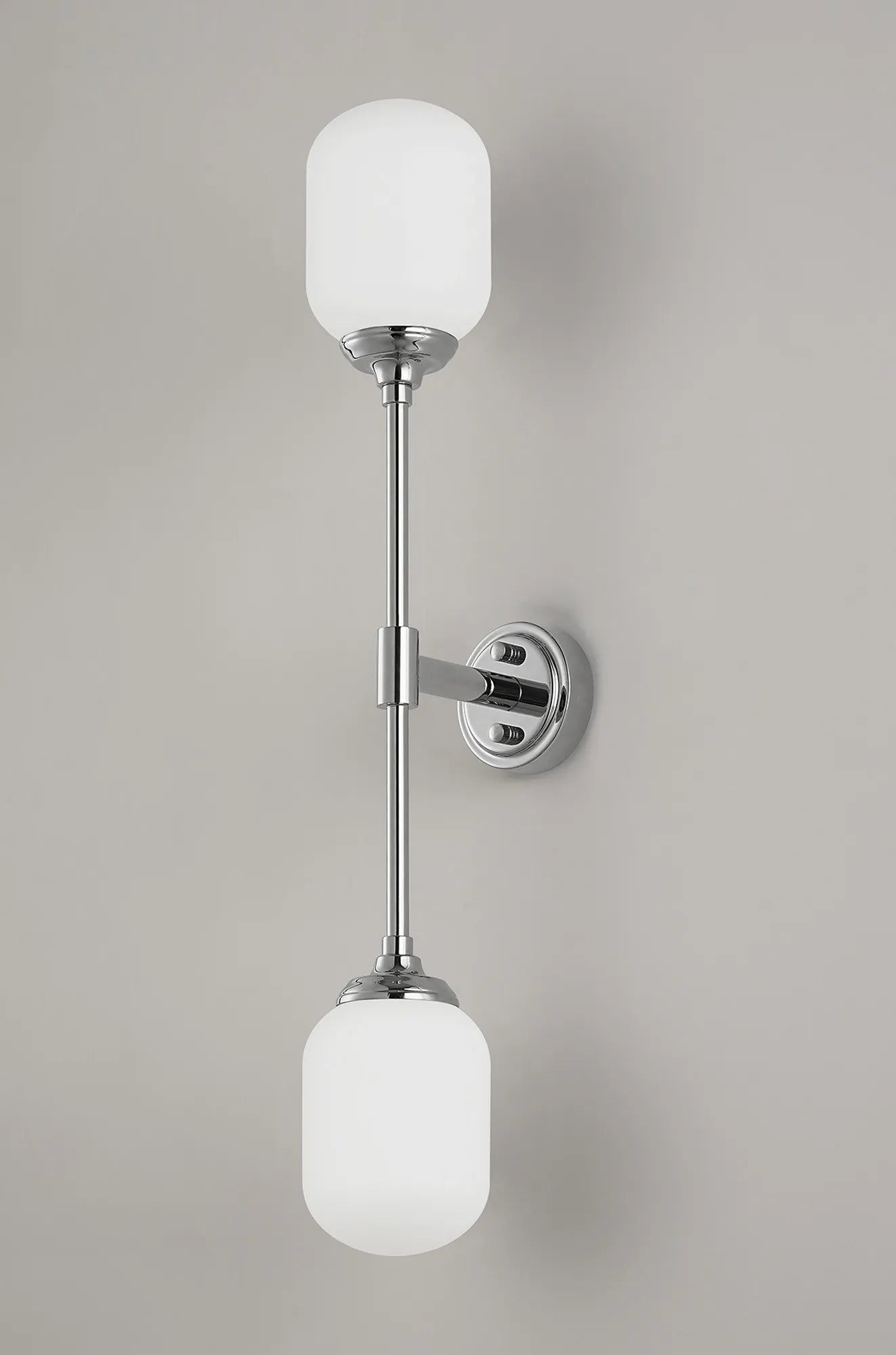 Dene Ceiling & Wall Light - Linear 2 Light - IP44 Nickel & White Smooth Tubular Glass