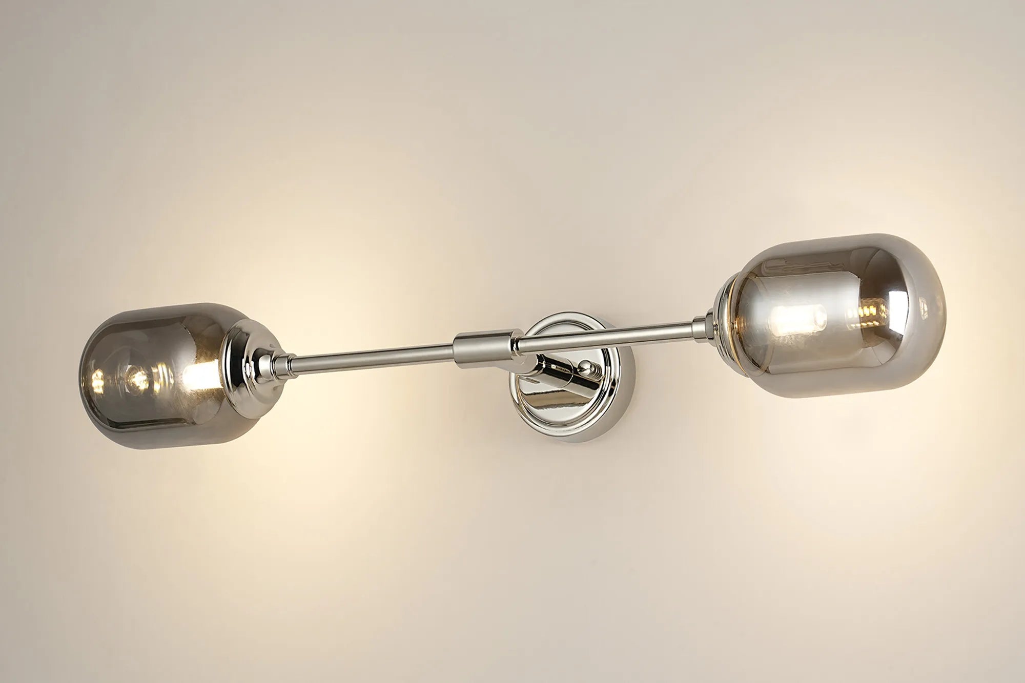 Dene Ceiling & Wall Light - Linear 2 Light - IP44 Nickel & Glass Smooth Tubular Glass