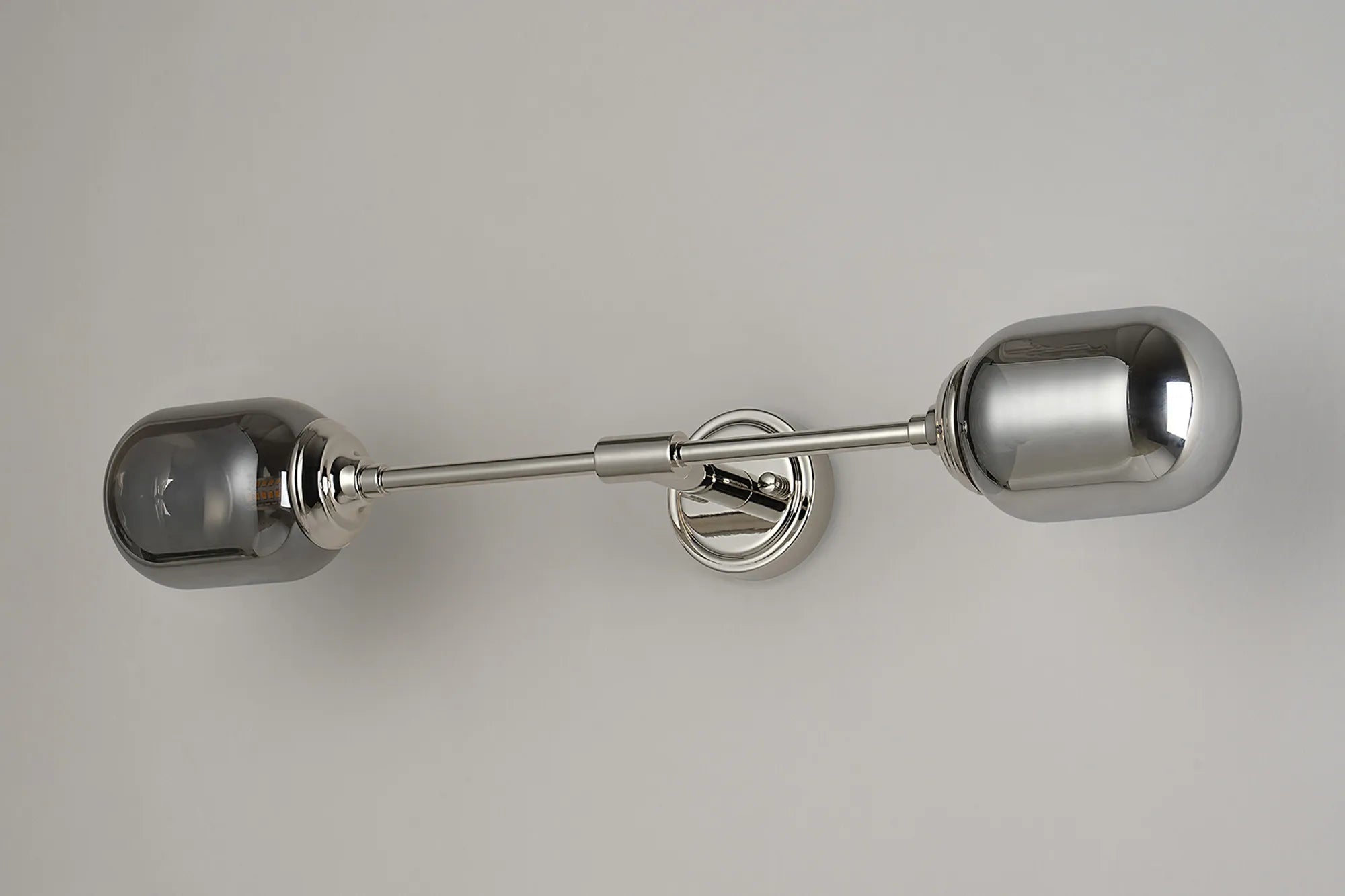 Dene Ceiling & Wall Light - Linear 2 Light - IP44 Nickel & Glass Smooth Tubular Glass