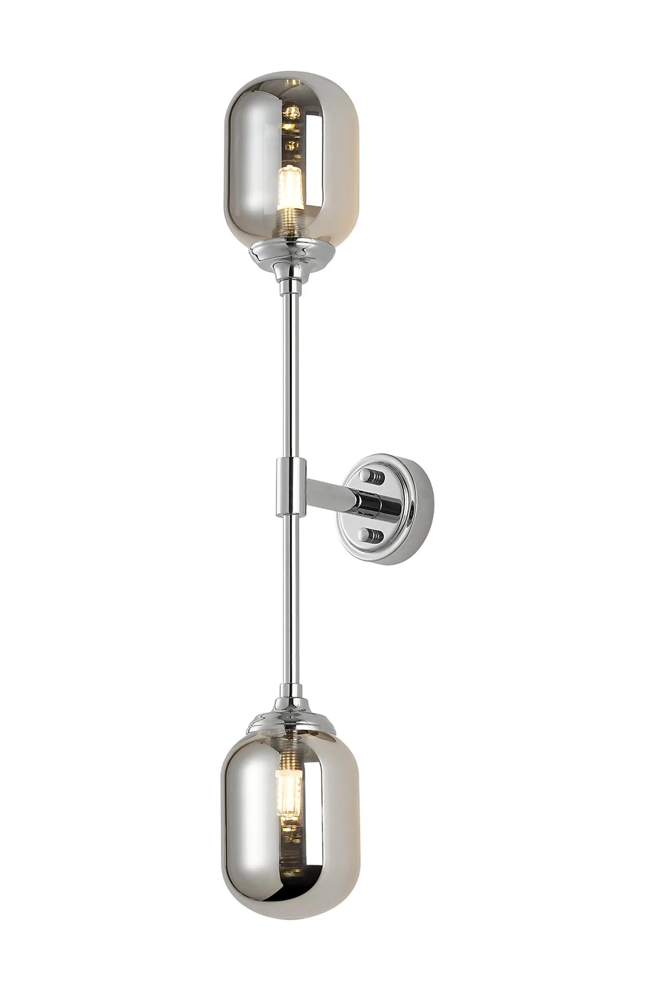 Dene Ceiling & Wall Light - Linear 2 Light - IP44 Nickel & Glass Smooth Tubular Glass