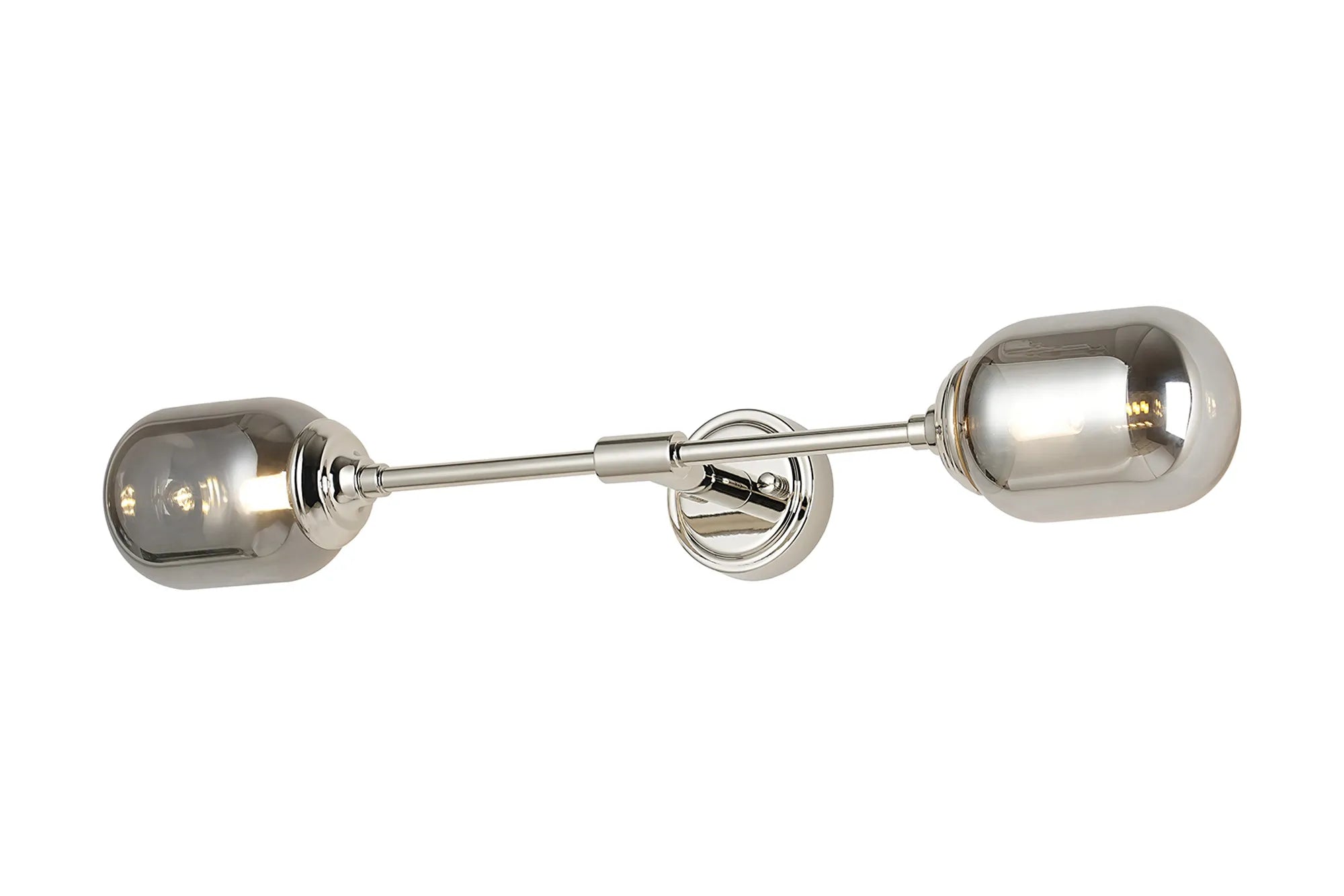 Dene Ceiling & Wall Light - Linear 2 Light - IP44 Nickel & Glass Smooth Tubular Glass