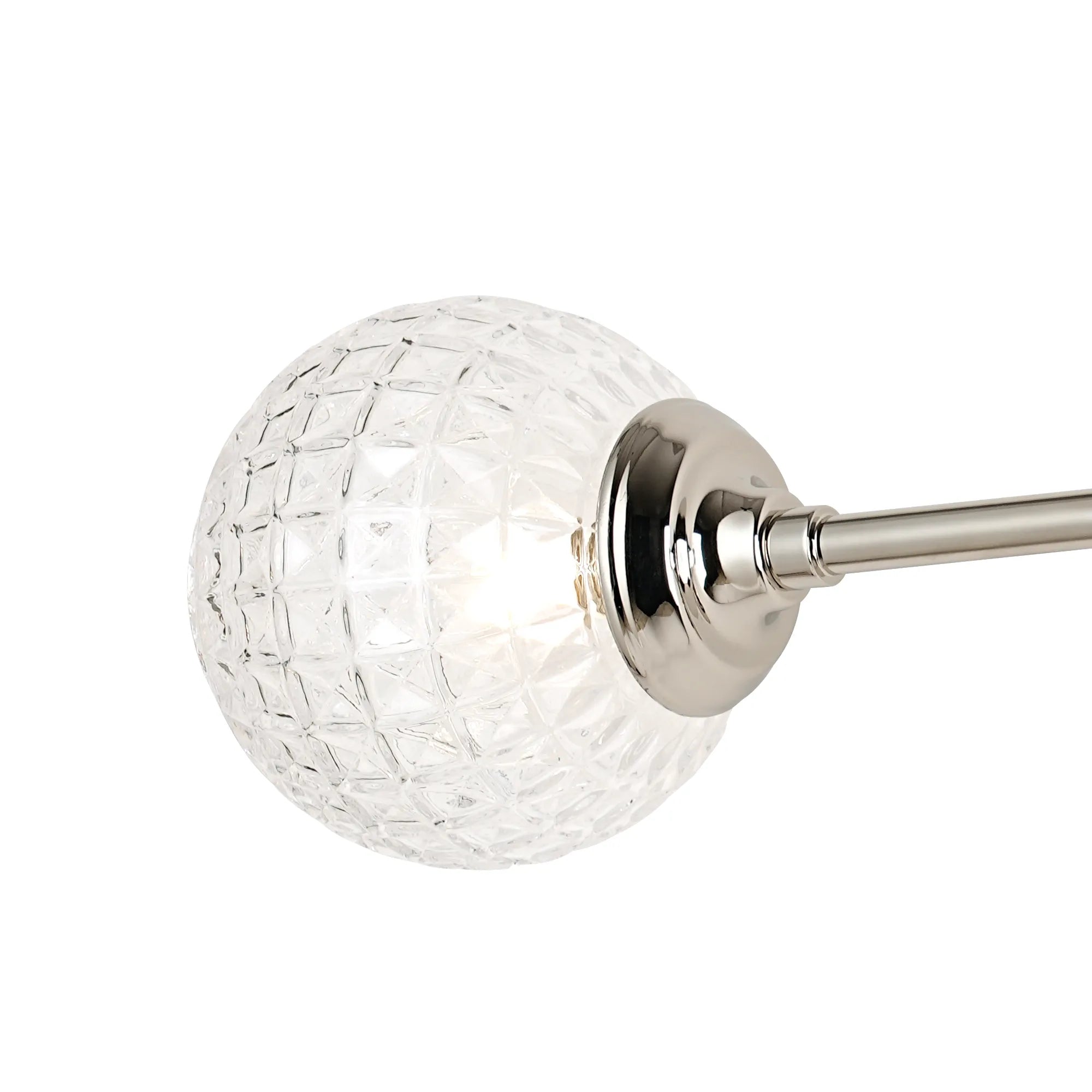 Dene Ceiling & Wall Light - Linear 2 Light - IP44 Nickel & Glass Cross Pattern Round Glass