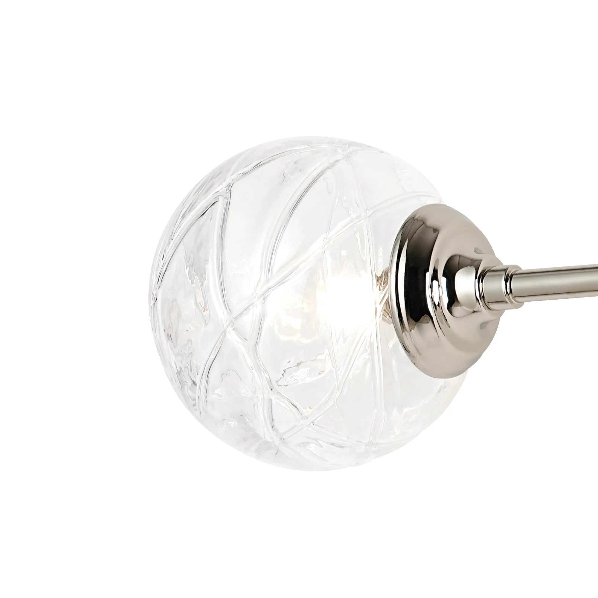 Dene Ceiling & Wall Light - Linear 2 Light - IP44 Nickel & Glass Dune Effect Round Glass