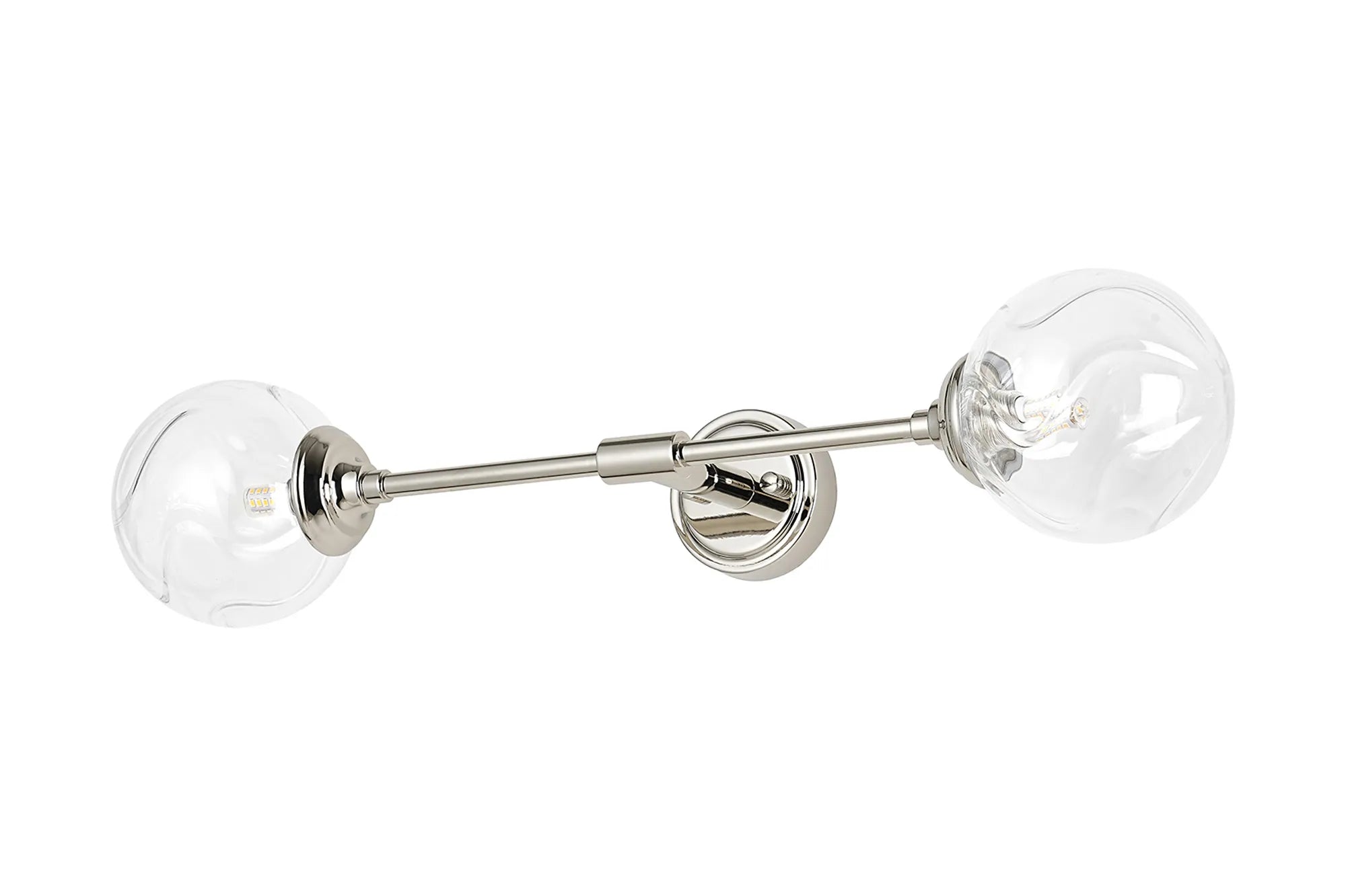 Dene Ceiling & Wall Light - Linear 2 Light - IP44 Nickel & Glass Waved Round Glass