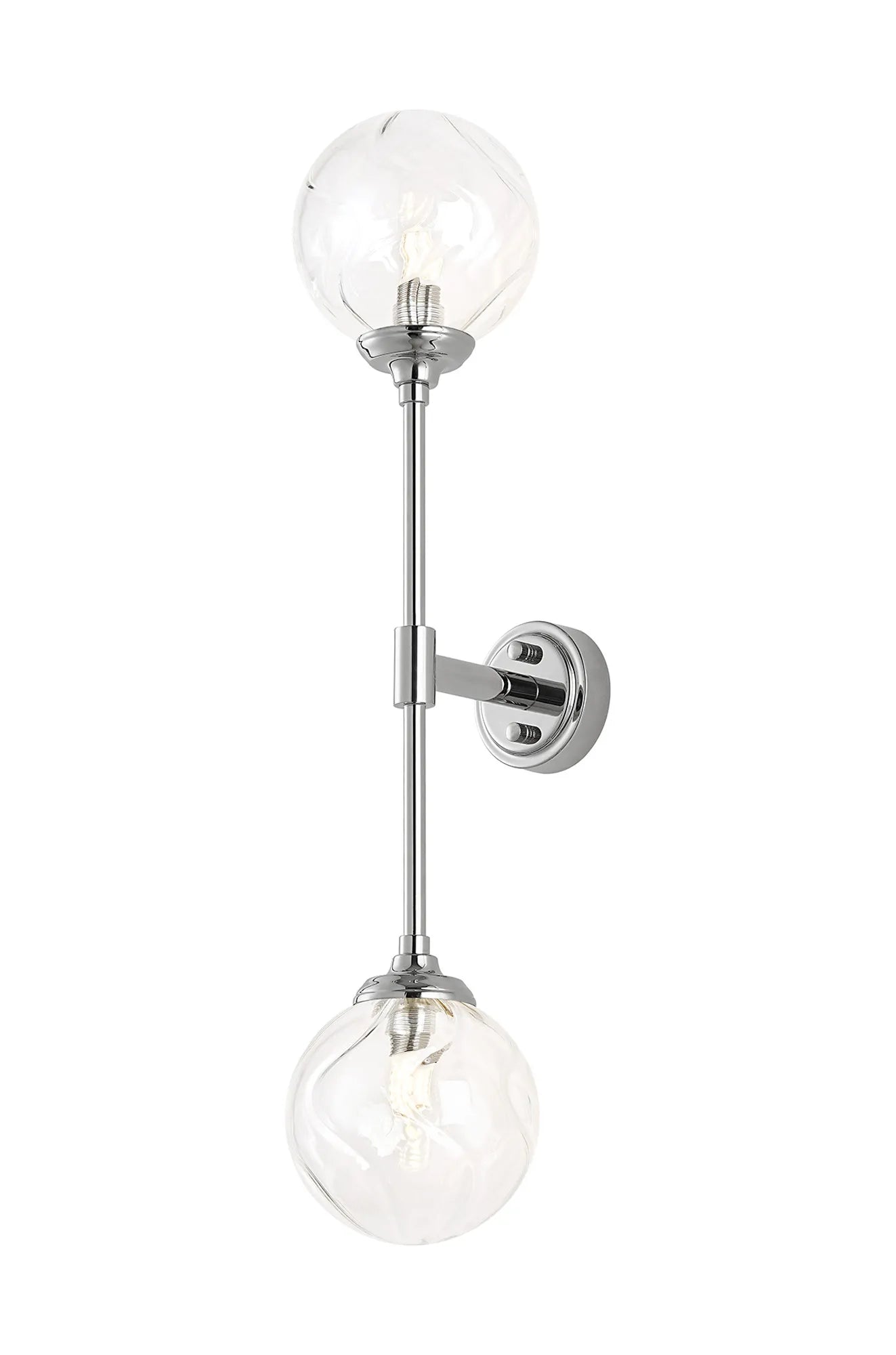 Dene Ceiling & Wall Light - Linear 2 Light - IP44 Nickel & Glass Waved Round Glass