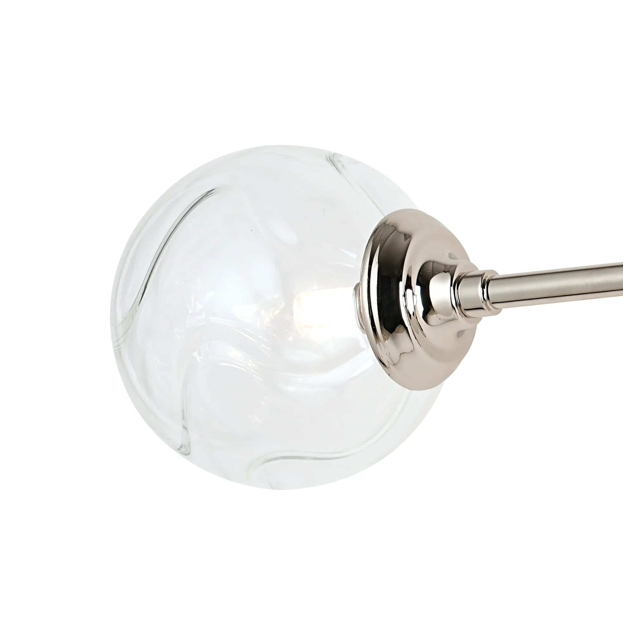 Dene Ceiling & Wall Light - Linear 2 Light - IP44 Nickel & Glass Waved Round Glass