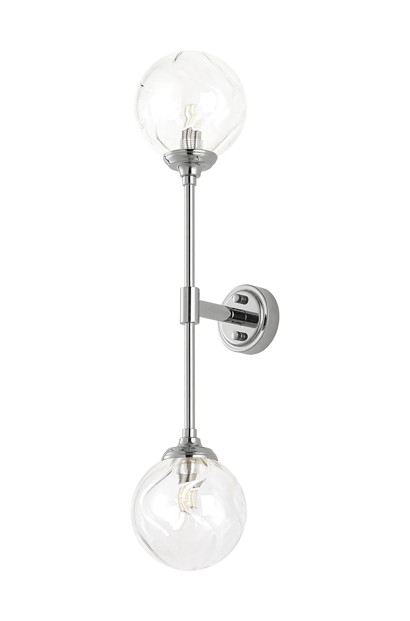 Dene Ceiling & Wall Light - Linear 2 Light - IP44 Nickel & Glass Waved Round Glass