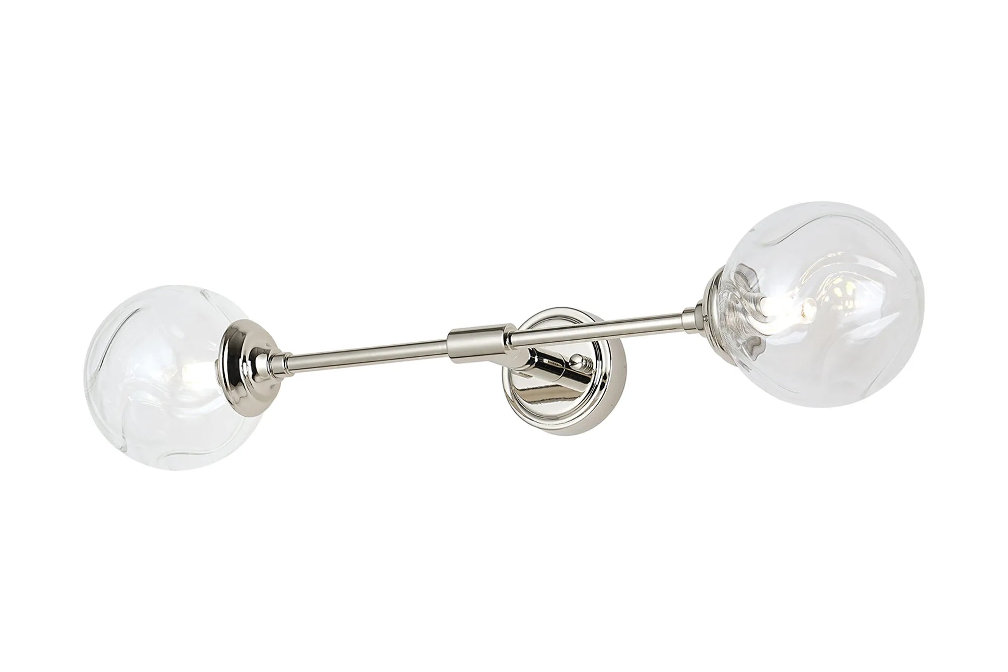 Dene Ceiling & Wall Light - Linear 2 Light - IP44 Nickel & Glass Waved Round Glass
