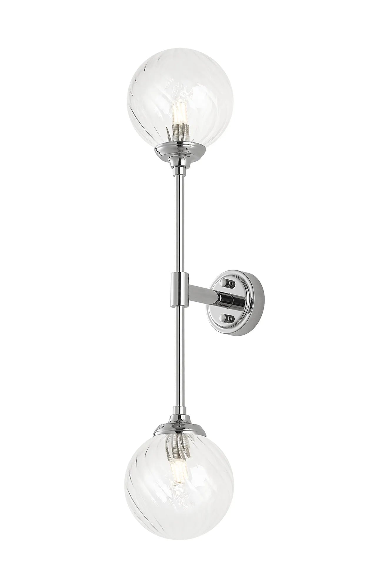 Dene Ceiling & Wall Light - Linear 2 Light - IP44 Nickel & Glass Swirl Round Glass