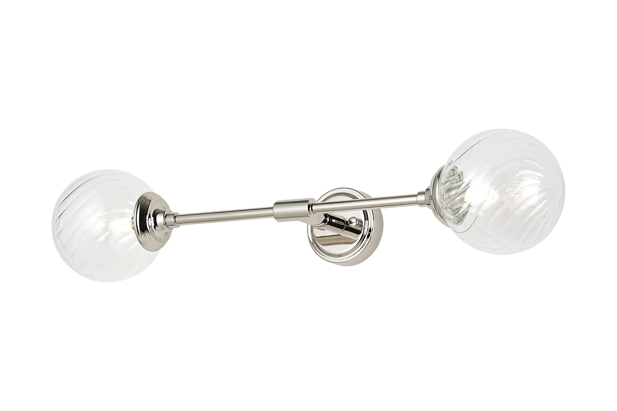 Dene Ceiling & Wall Light - Linear 2 Light - IP44 Nickel & Glass Swirl Round Glass