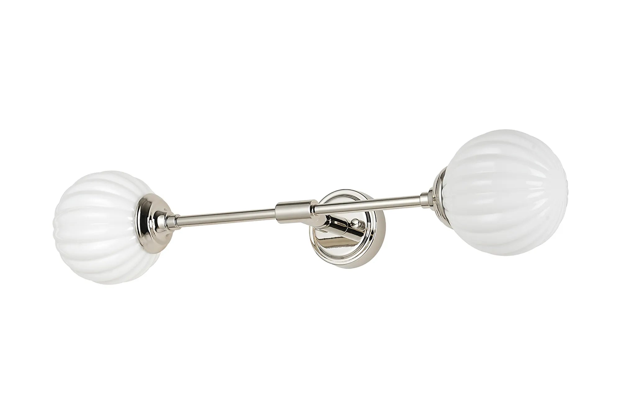 Dene Ceiling & Wall Light - Linear 2 Light - IP44 Nickel & White Round Segment Glass