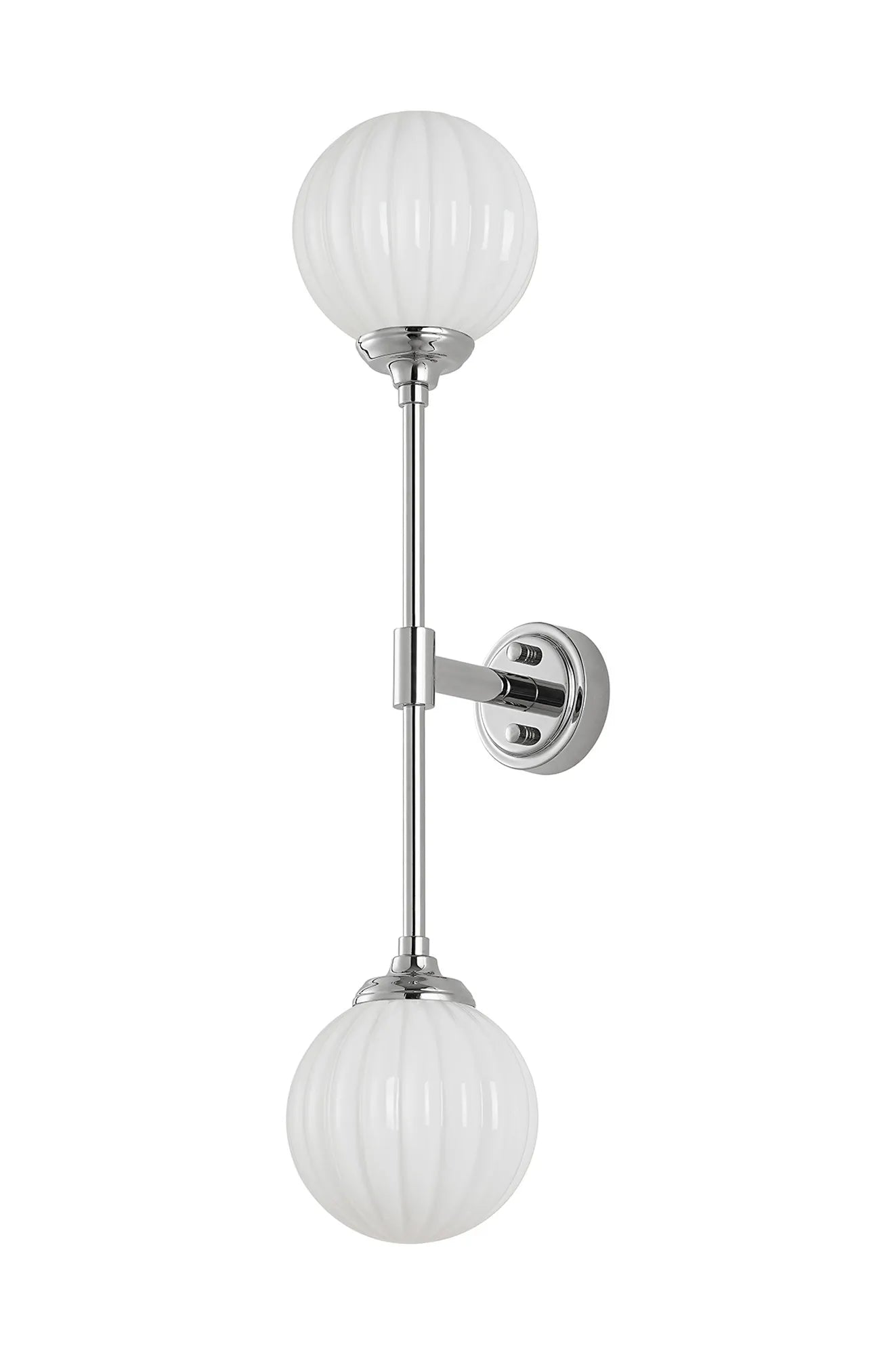 Dene Ceiling & Wall Light - Linear 2 Light - IP44 Nickel & White Round Segment Glass